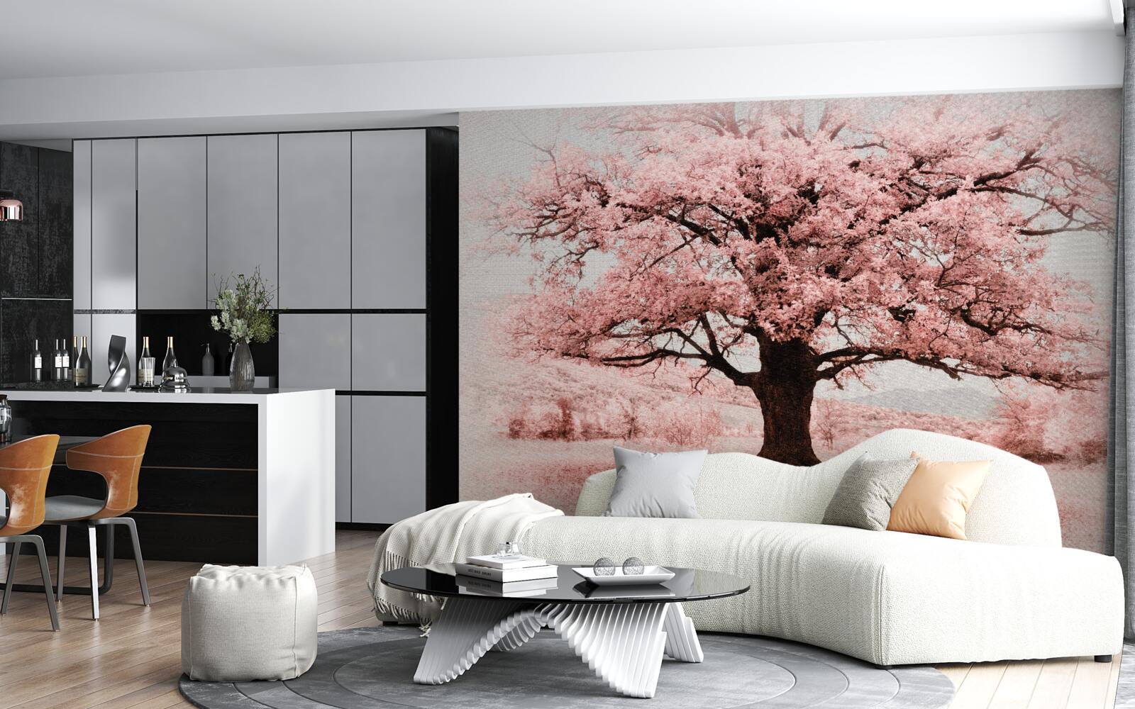 Фотошпалери пейзаж у відтінках рожевого