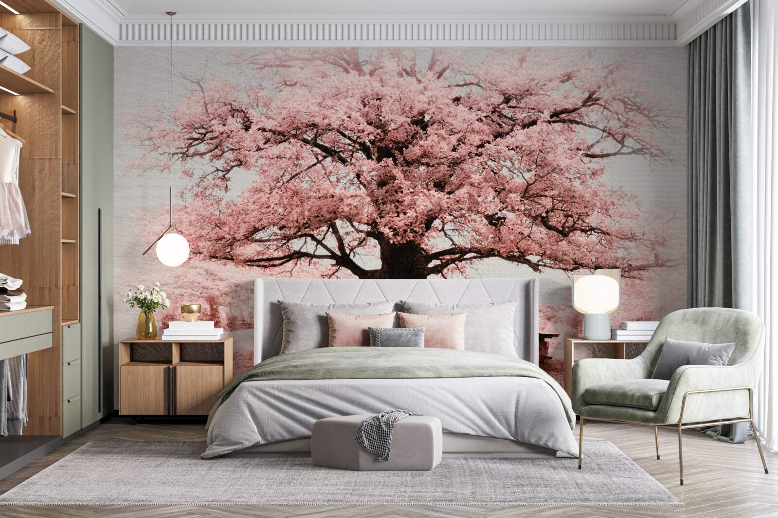 Фотошпалери пейзаж у відтінках рожевого