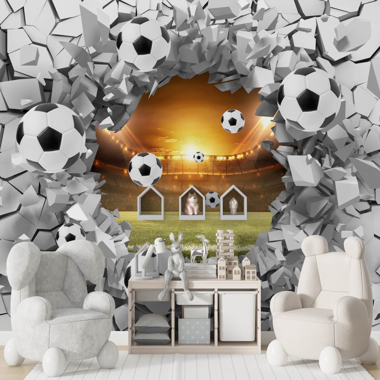 Фотошпалери 3d кульки та контейнер