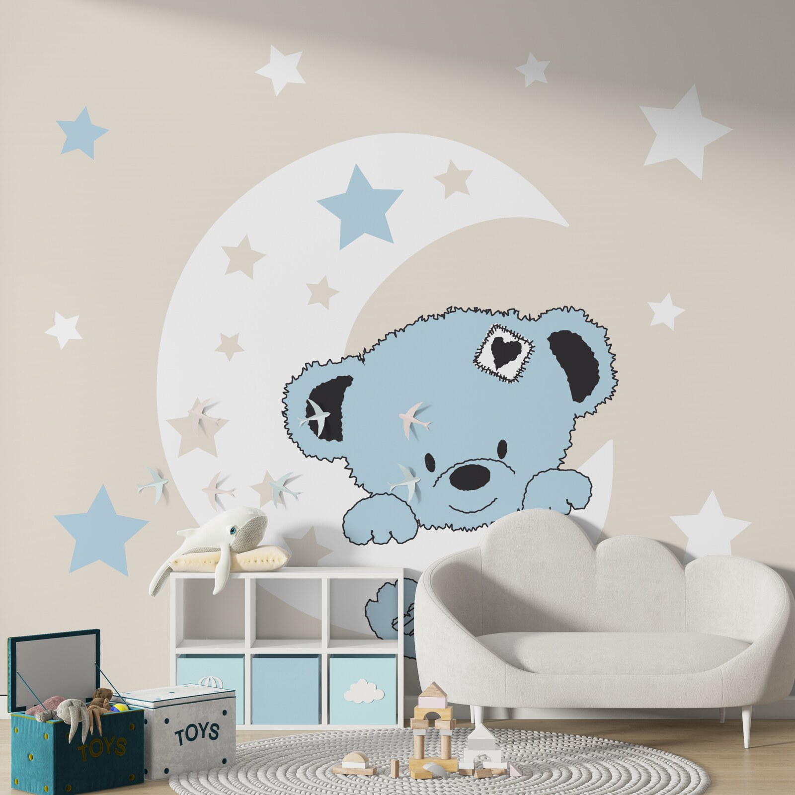 Фотошпалери ведмежатко чіпляється за місяць