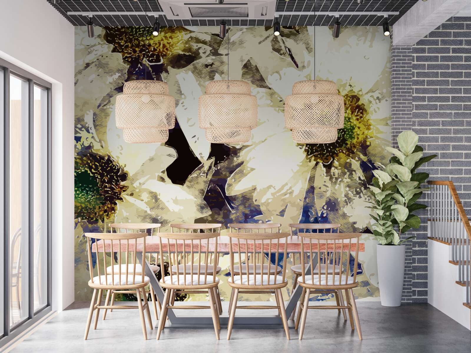 Фотошпалери акварель із зображенням білих ромашок