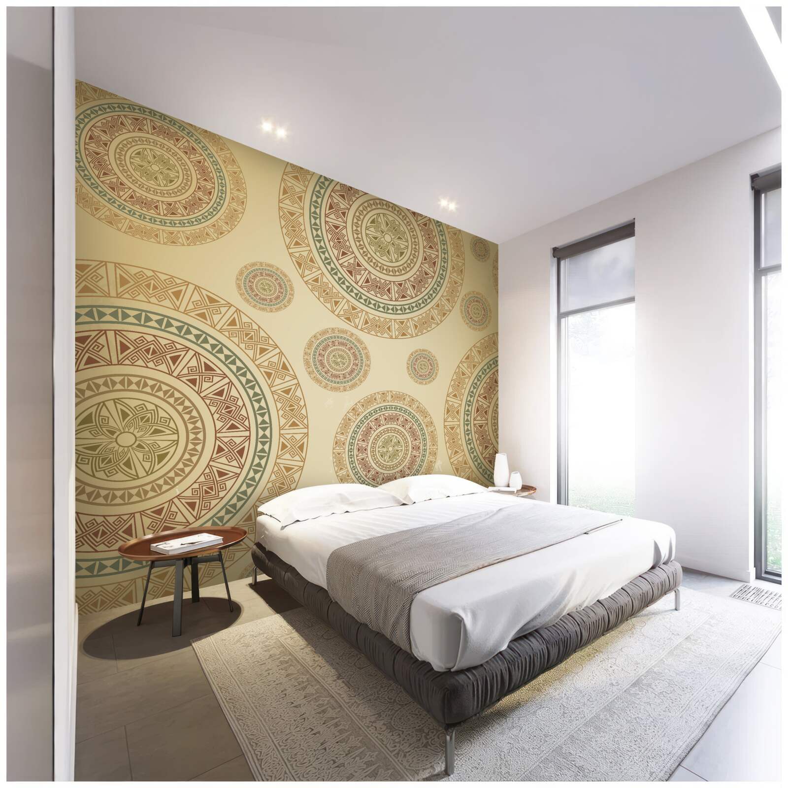 Фотошпалери світло-коричневі фігурки з етнічним мотивом