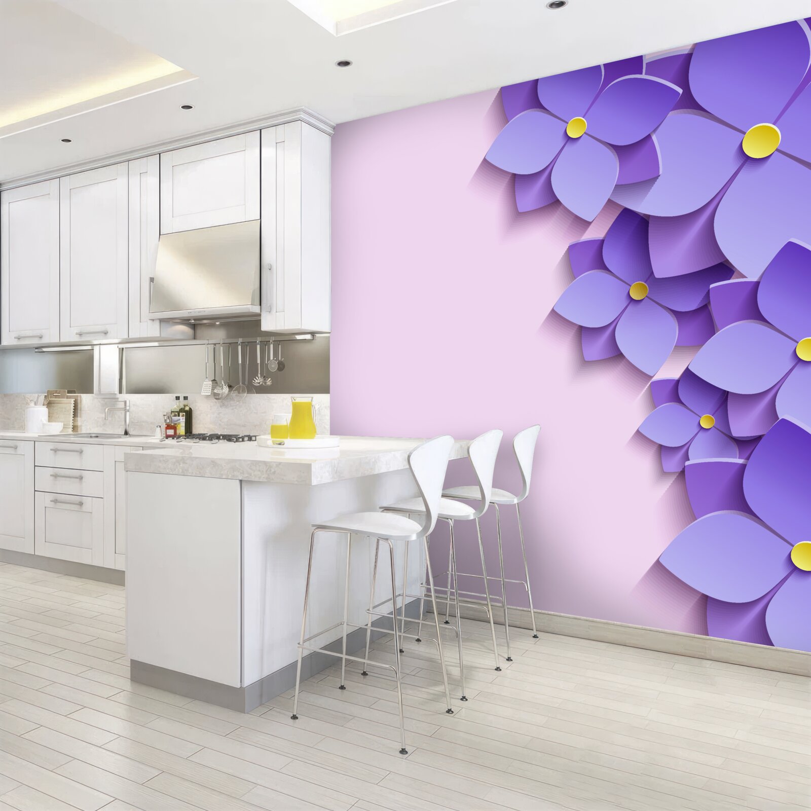 Фотошпалери фіолетові квіткові бруньки на поверхні води