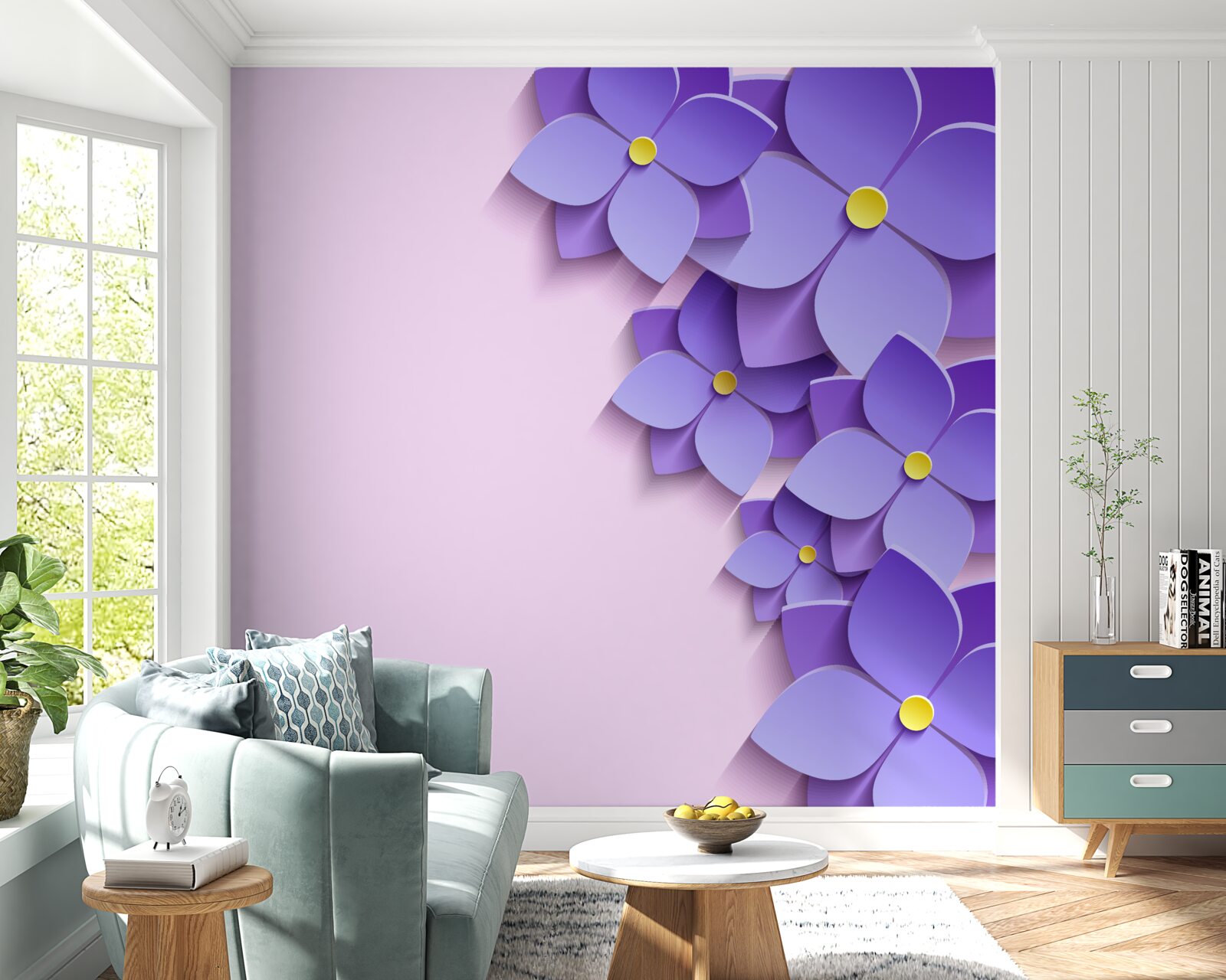 Фотошпалери фіолетові квіткові бруньки на поверхні води