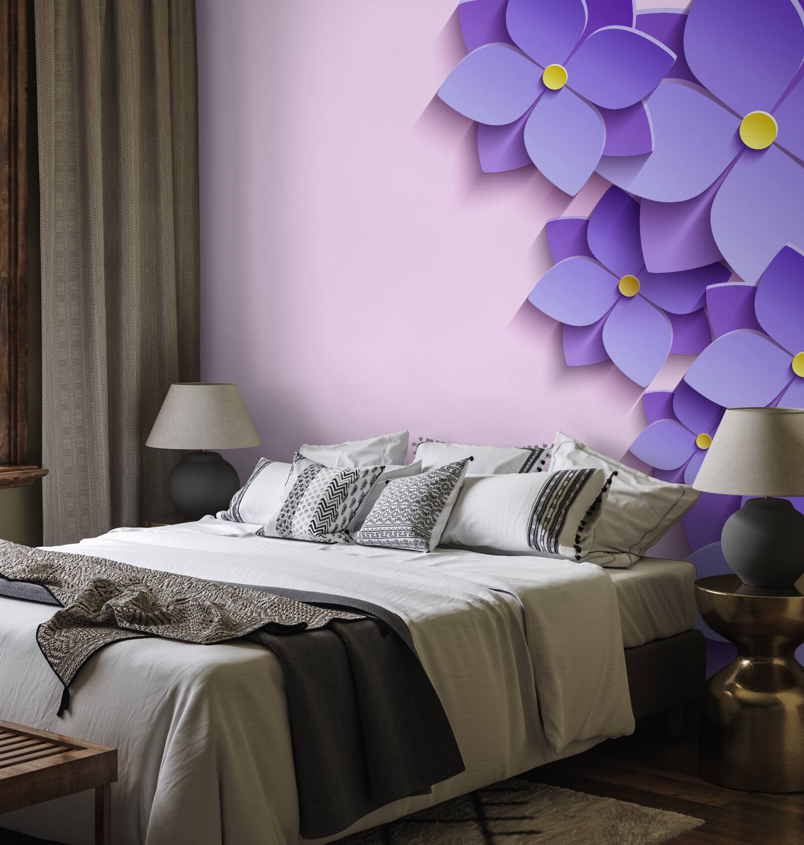 Фотошпалери фіолетові квіткові бруньки на поверхні води