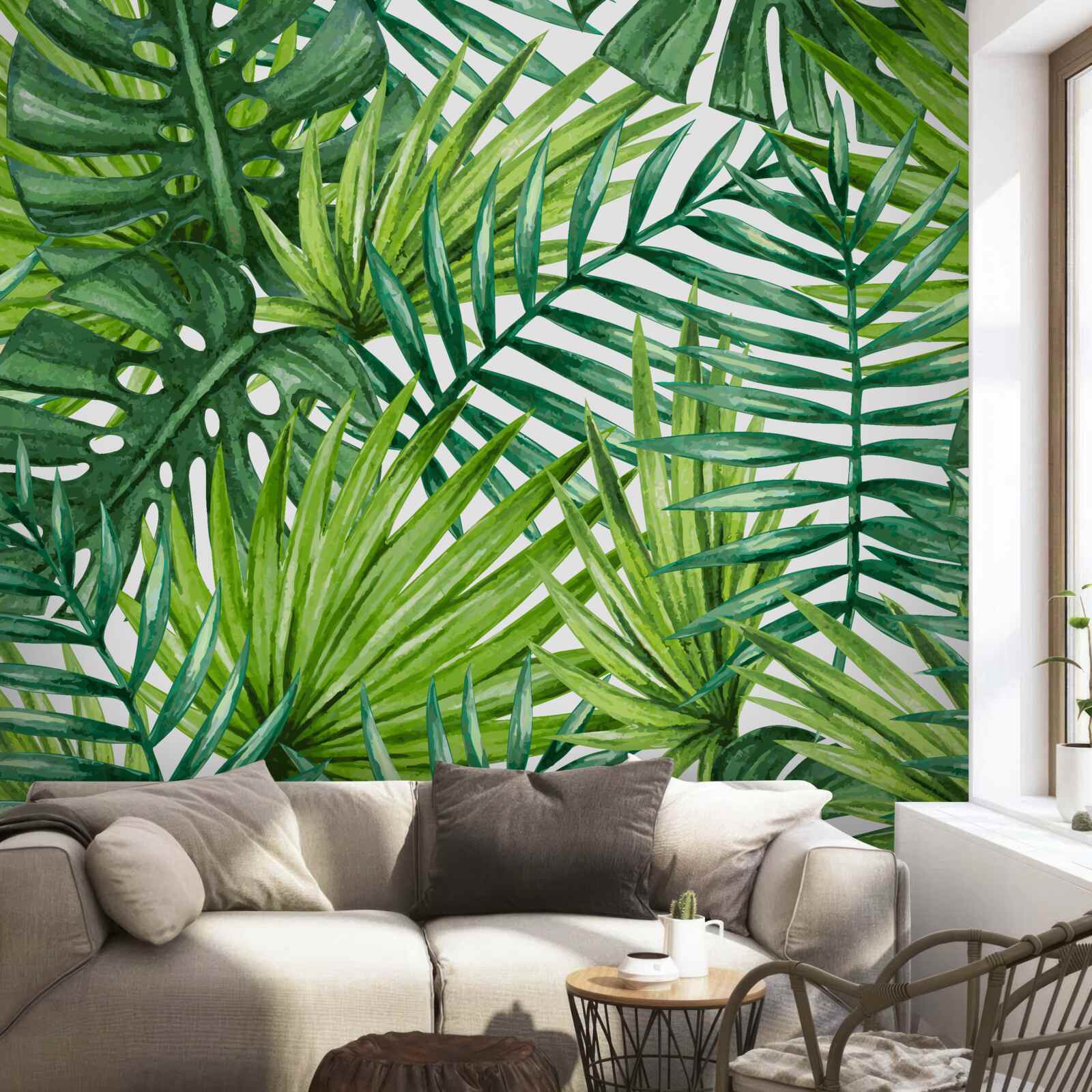 Фотошпалери пишні зелені тропічні рослини