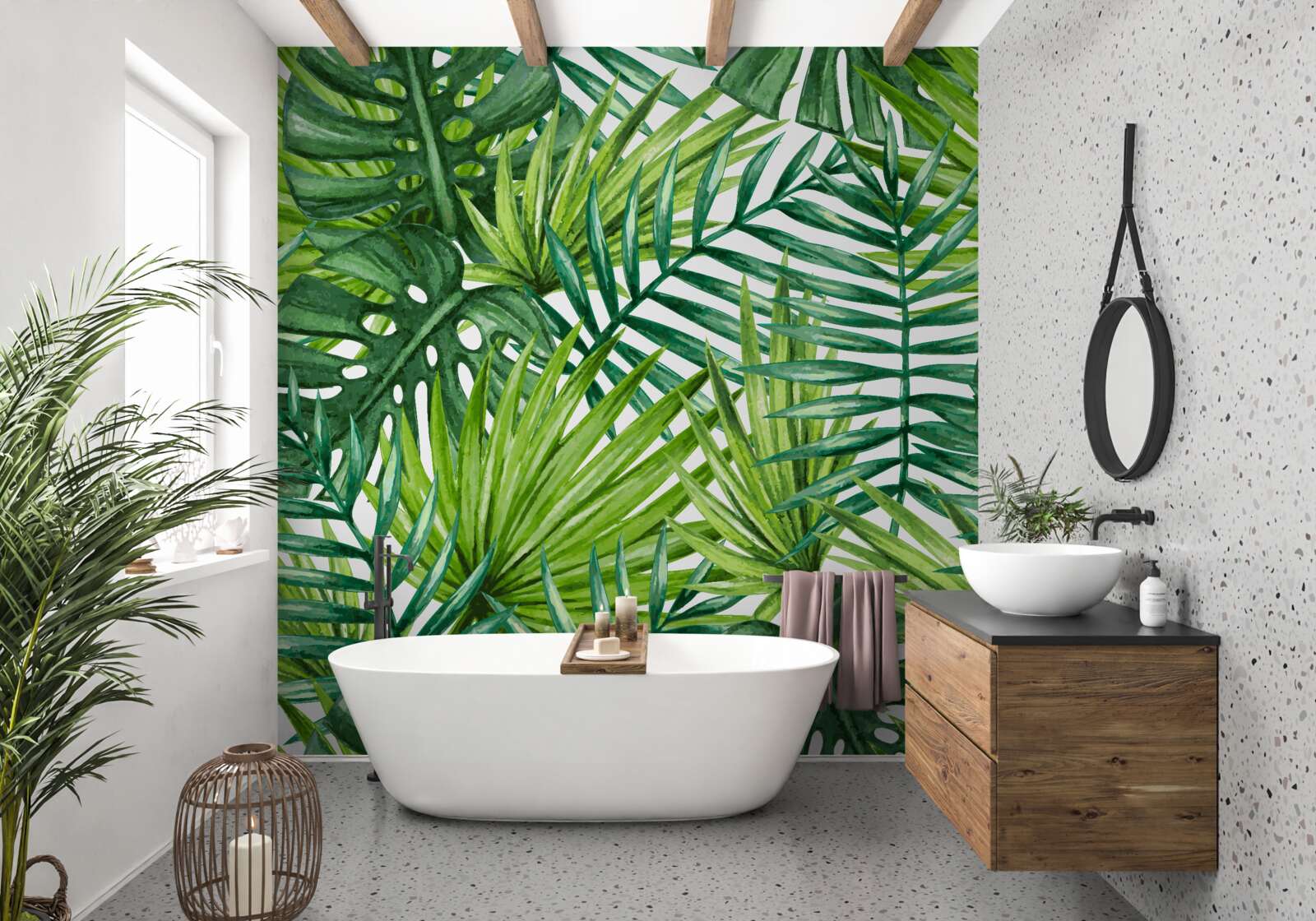 Фотошпалери пишні зелені тропічні рослини