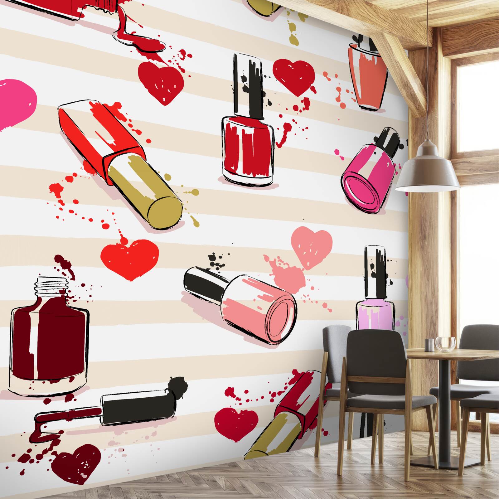 Фотошпалери різнокольорові пляшечки з-під лаку для нігтів