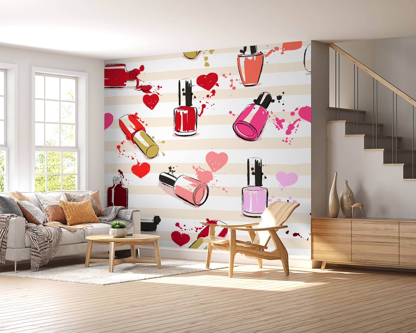 Фотошпалери різнокольорові пляшечки з-під лаку для нігтів