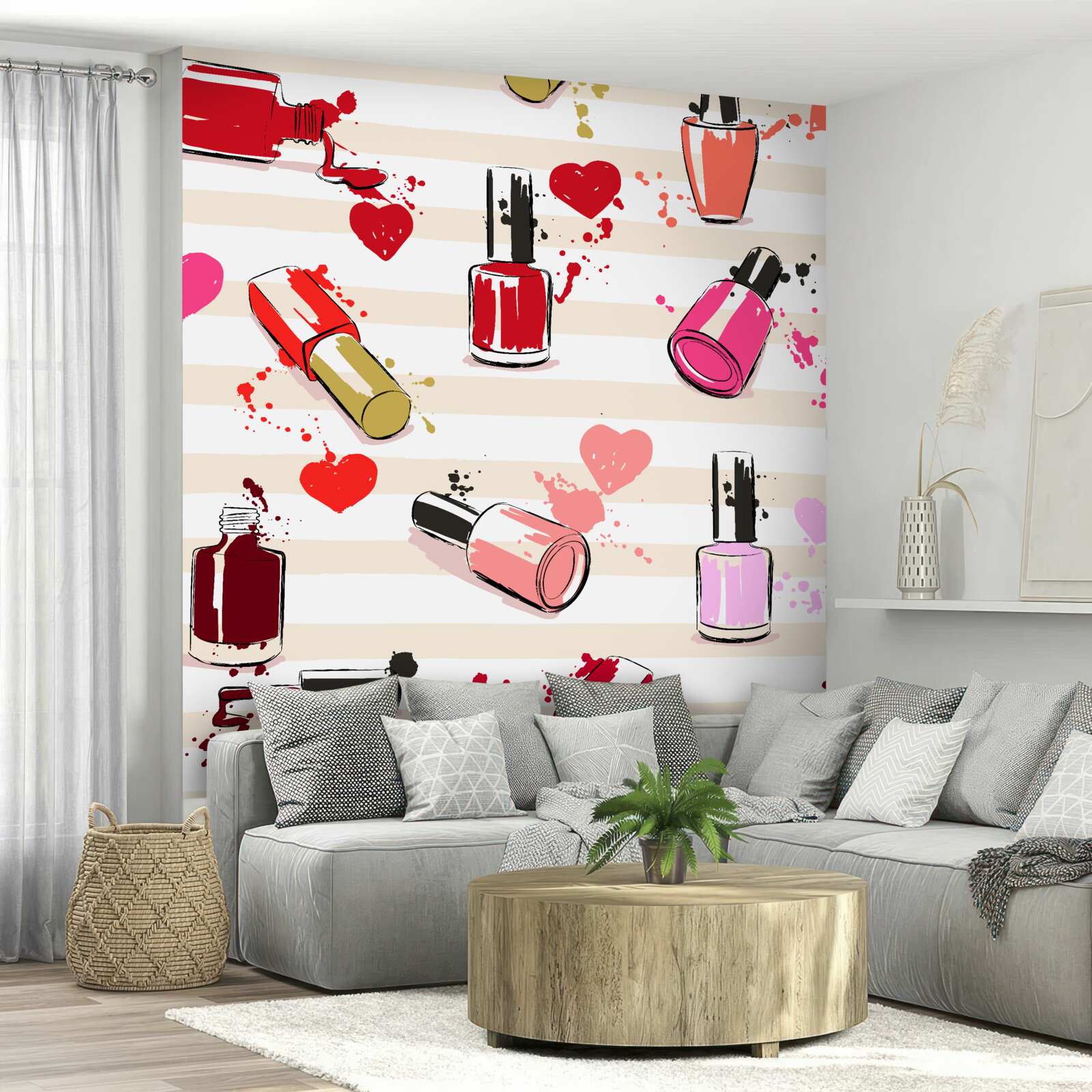 Фотошпалери різнокольорові пляшечки з-під лаку для нігтів