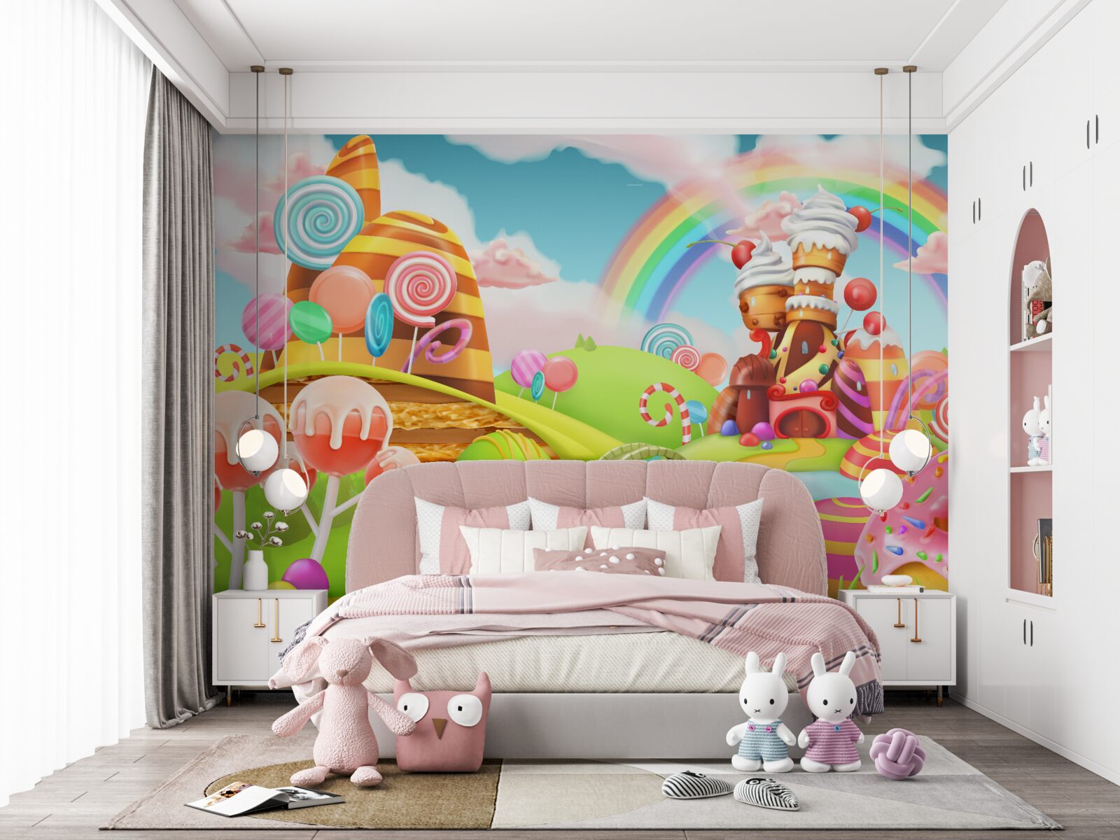 Фотошпалери солодке місто з цукерок і тістечок