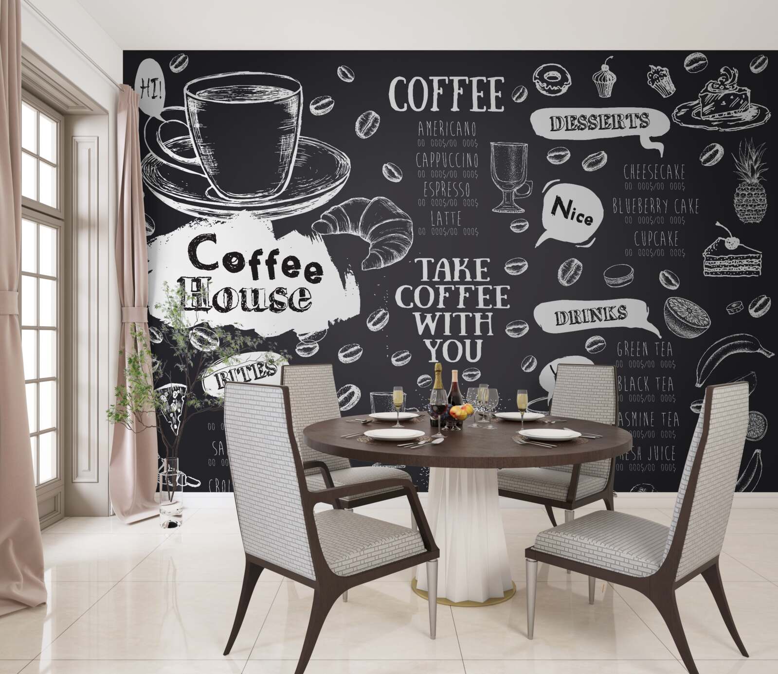 Фотошпалери меню кафетерію