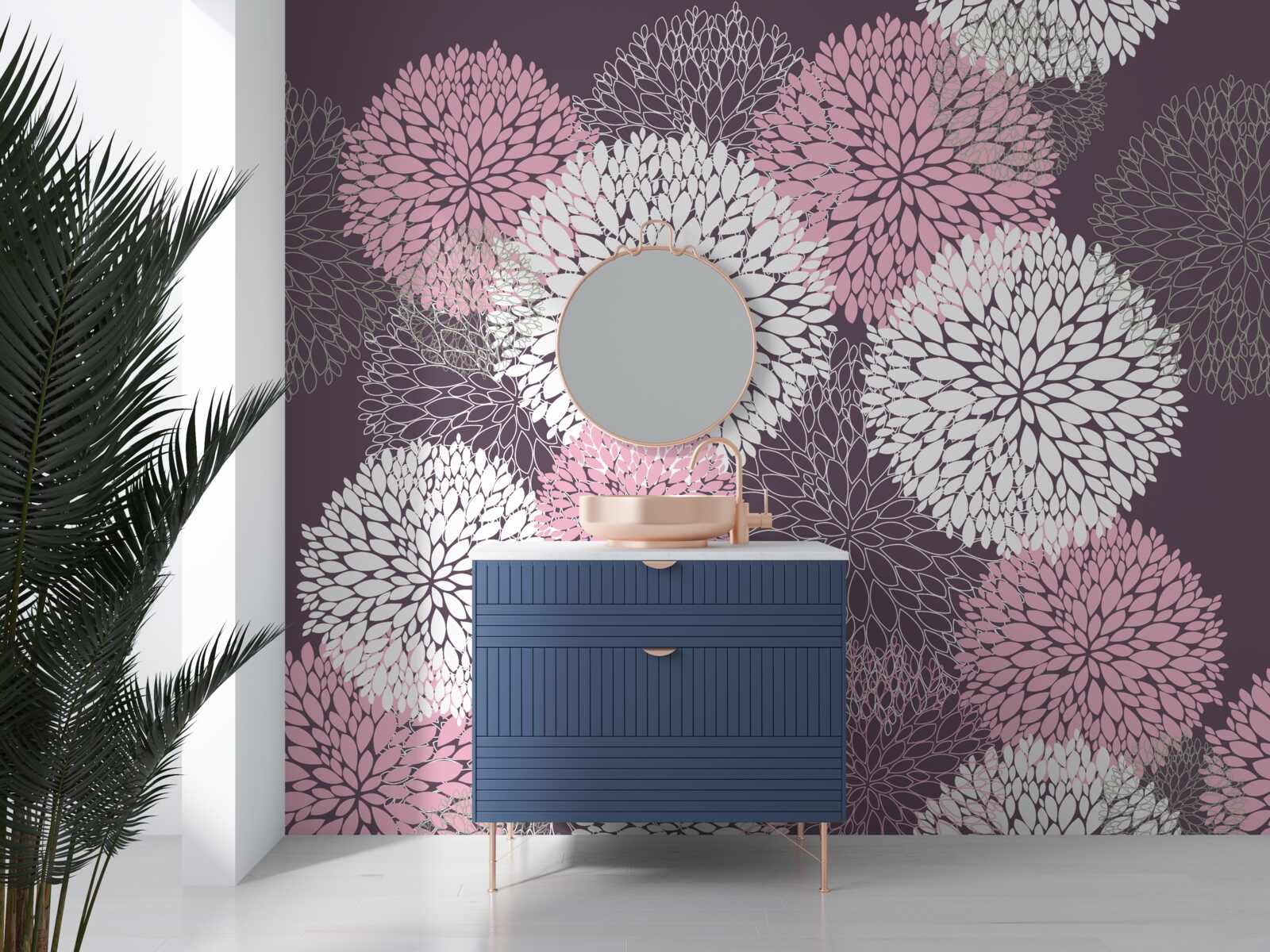 Фотошпалери бутони кульбаби мають біле, рожеве та сіре забарвлення