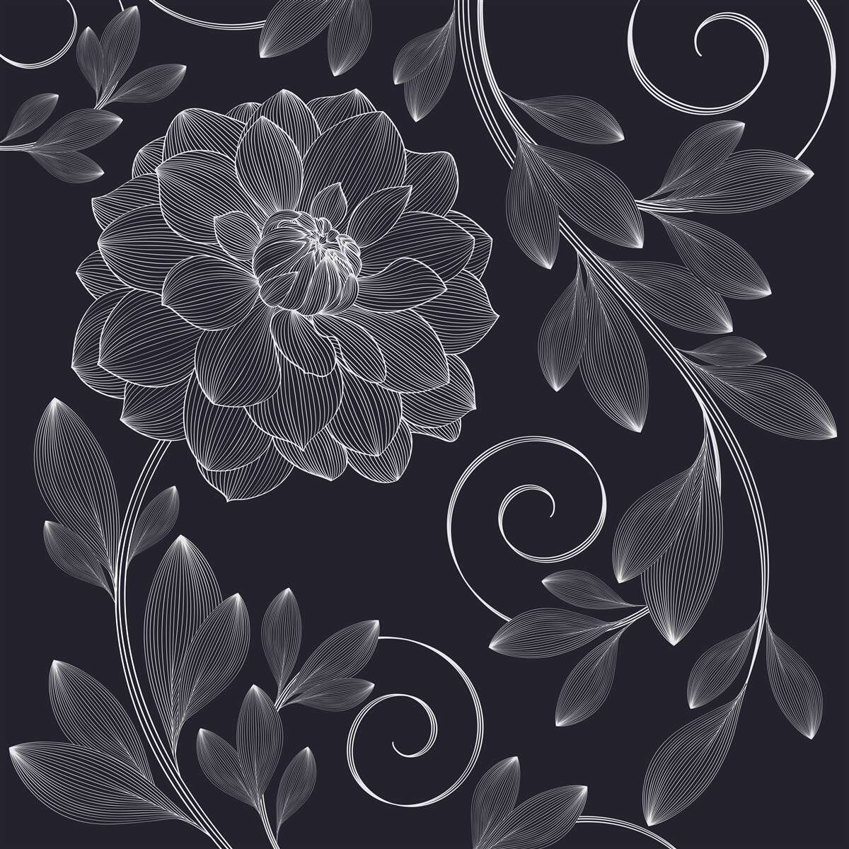 Фотошпалери бутон і листя на сірому тлі