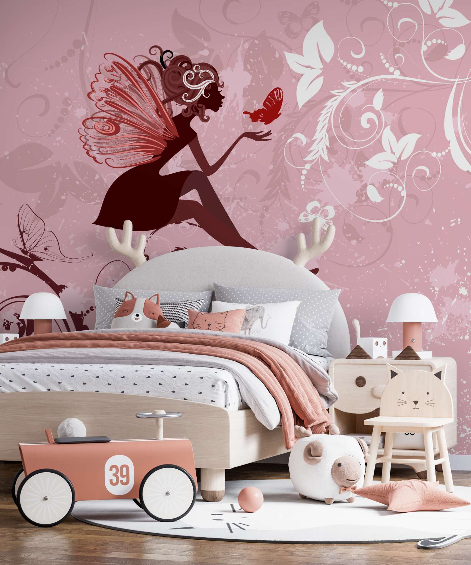 Фотошпалери дівчинка намагається зловити метелика