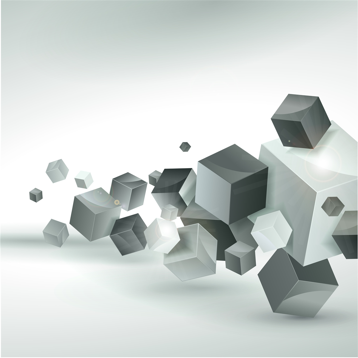 Фотошпалери кубики різної форми, що плавають у повітрі