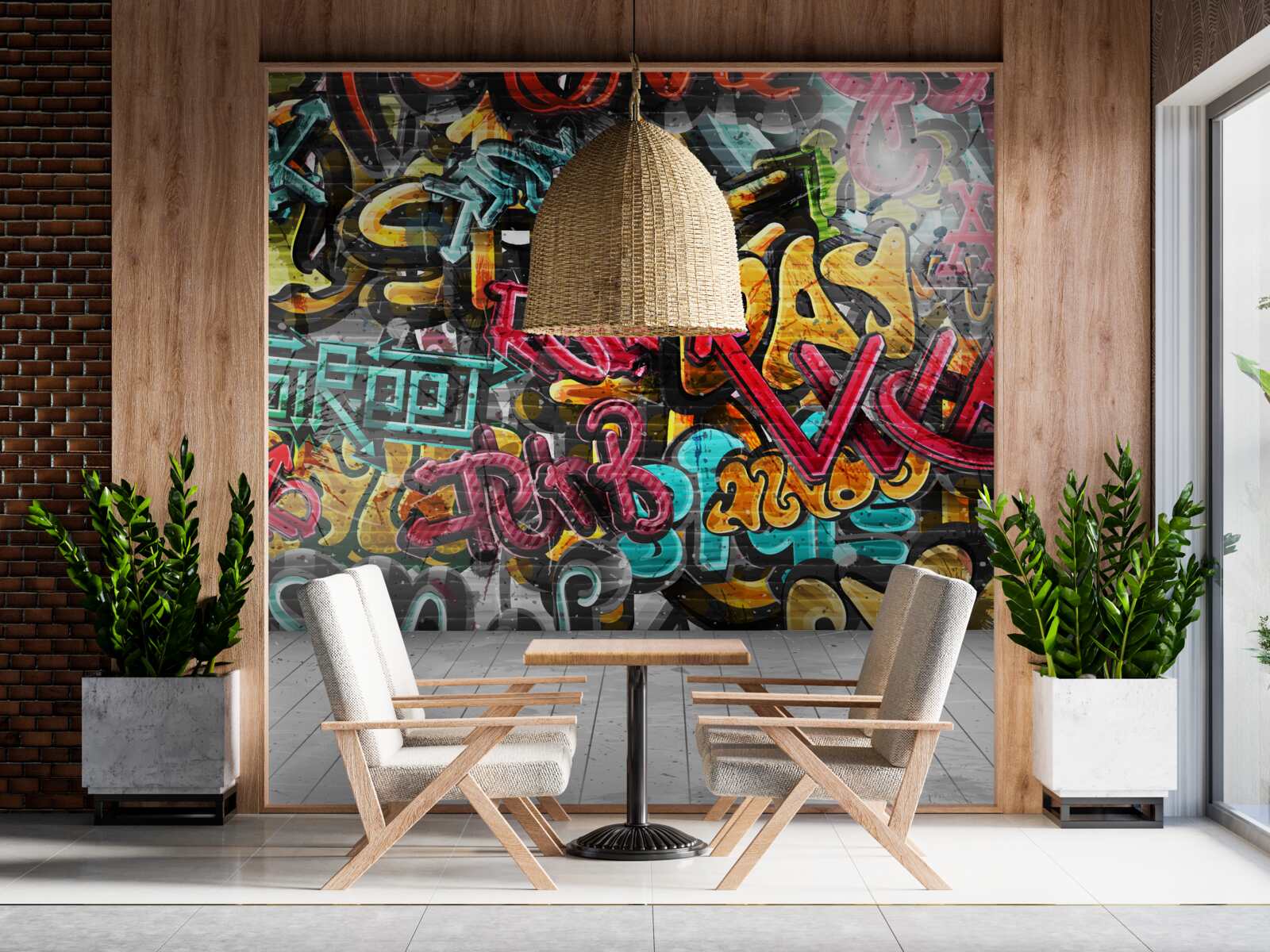 Фотошпалери стіна, вкрита графіті