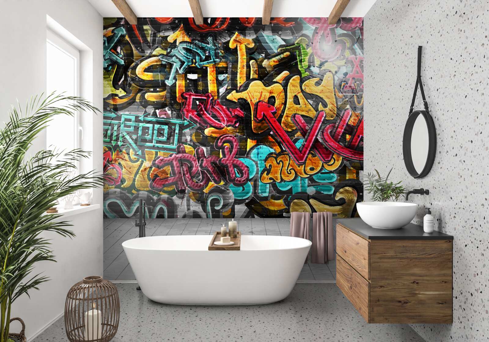 Фотошпалери стіна, вкрита графіті