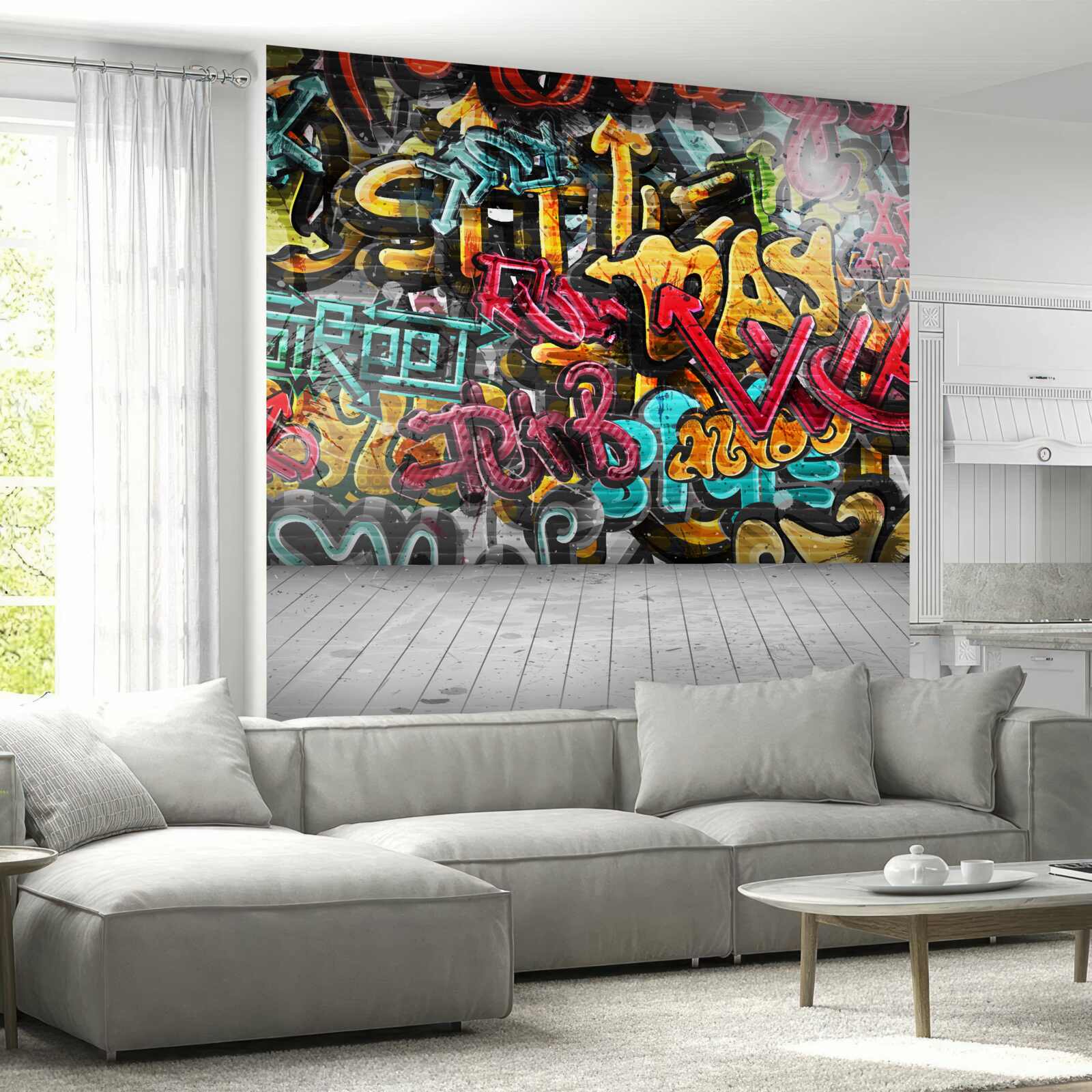 Фотошпалери стіна, вкрита графіті