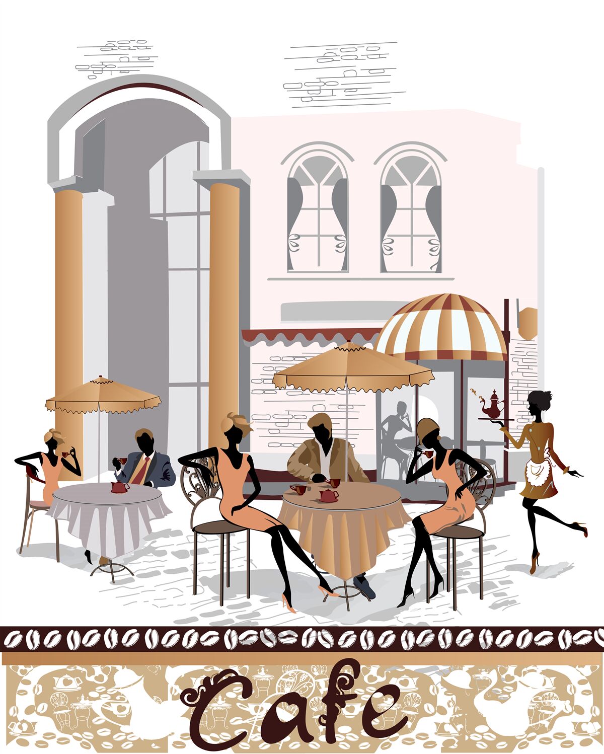 Фотошпалери фотографія кафе з гостями