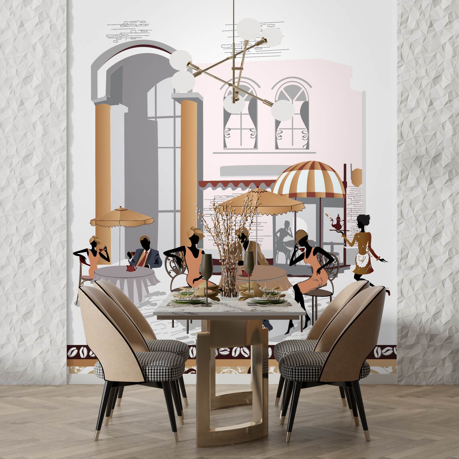 Фотошпалери фотографія кафе з гостями