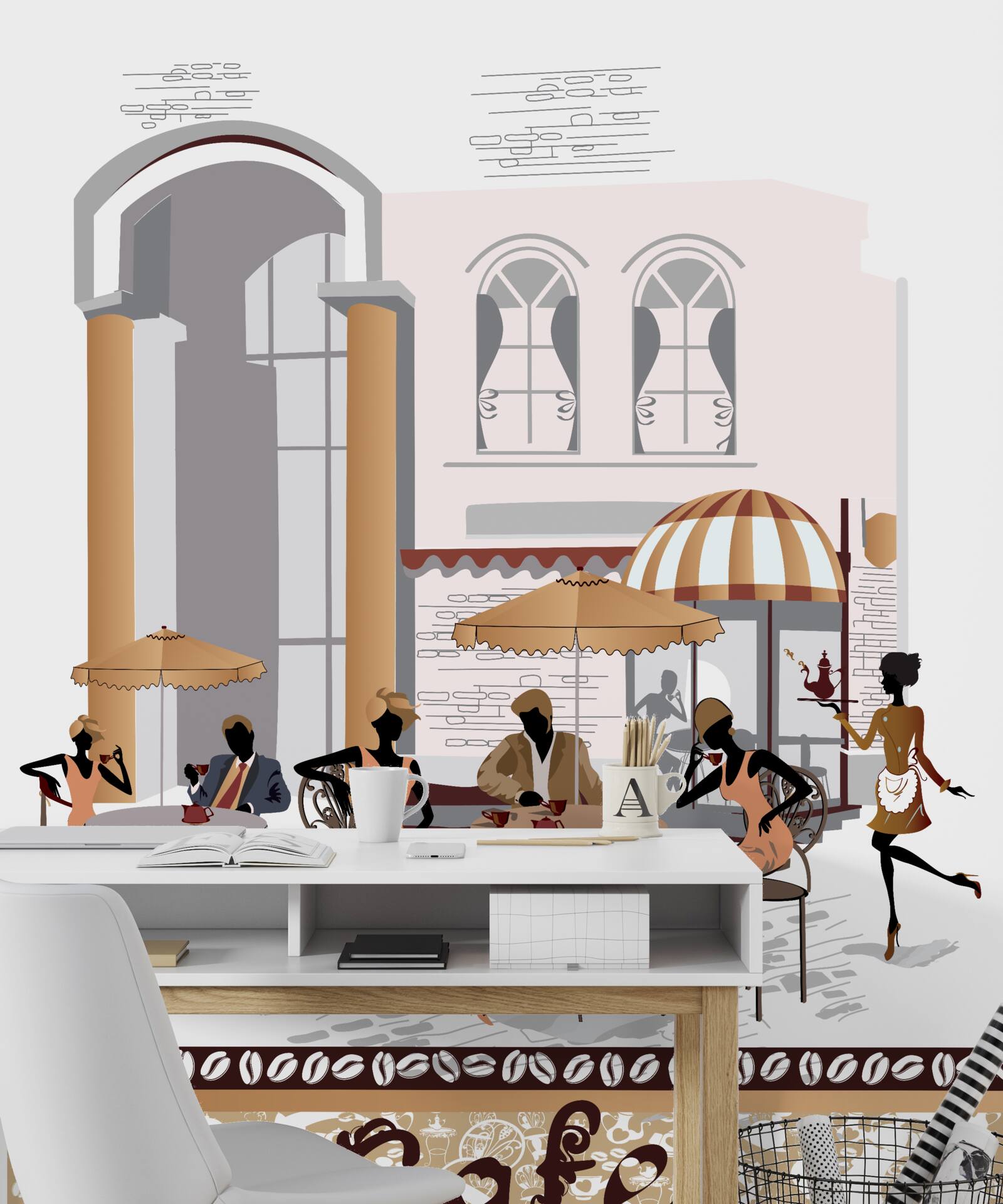 Фотошпалери фотографія кафе з гостями