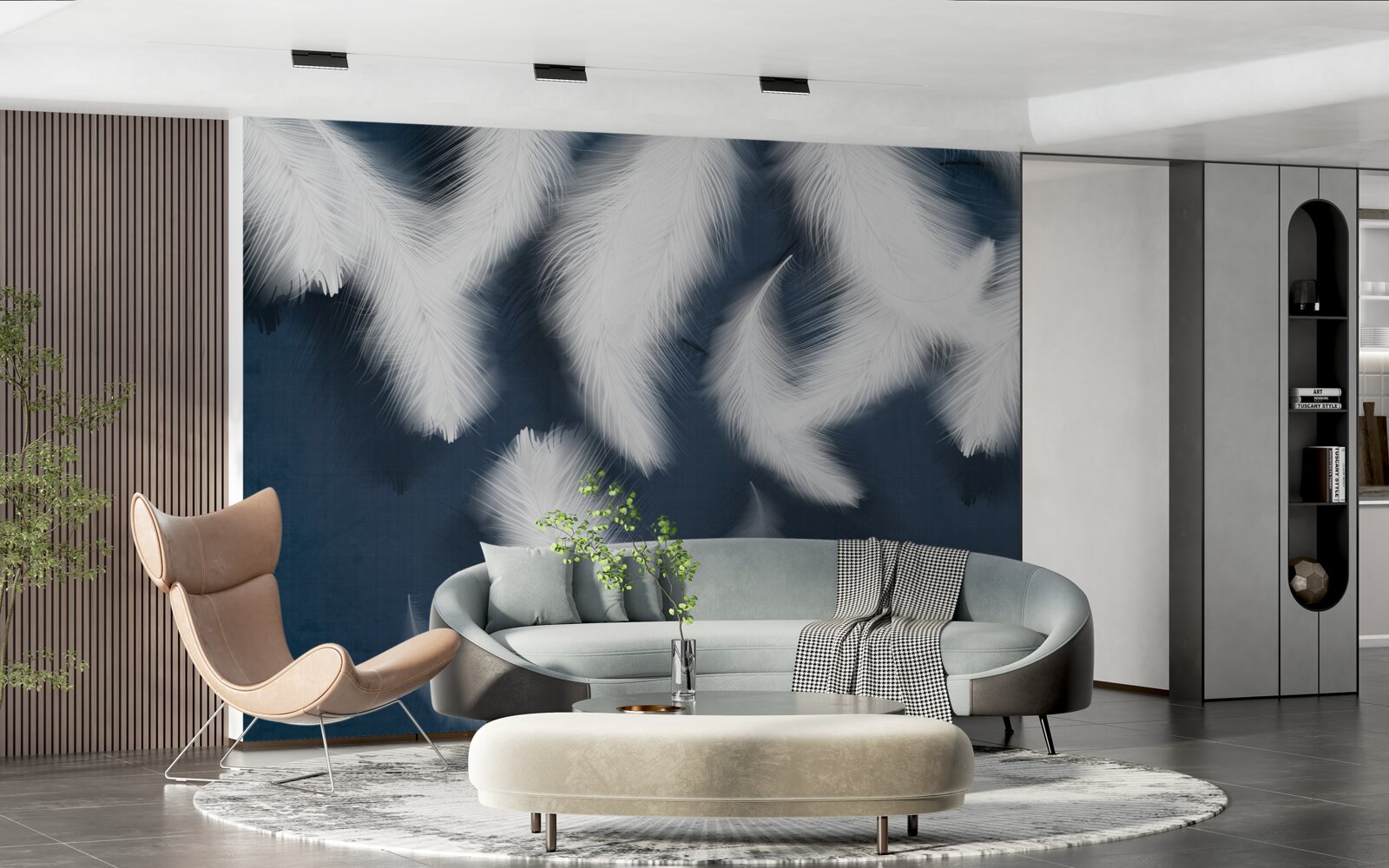 Фотошпалери пір'я, яке ніби ширяє в повітрі