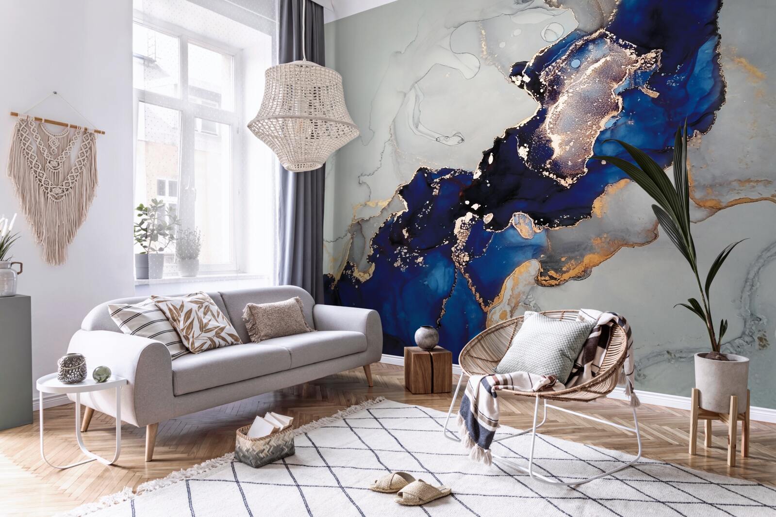 Фотошпалери золота облямівка на тлі синіх плям