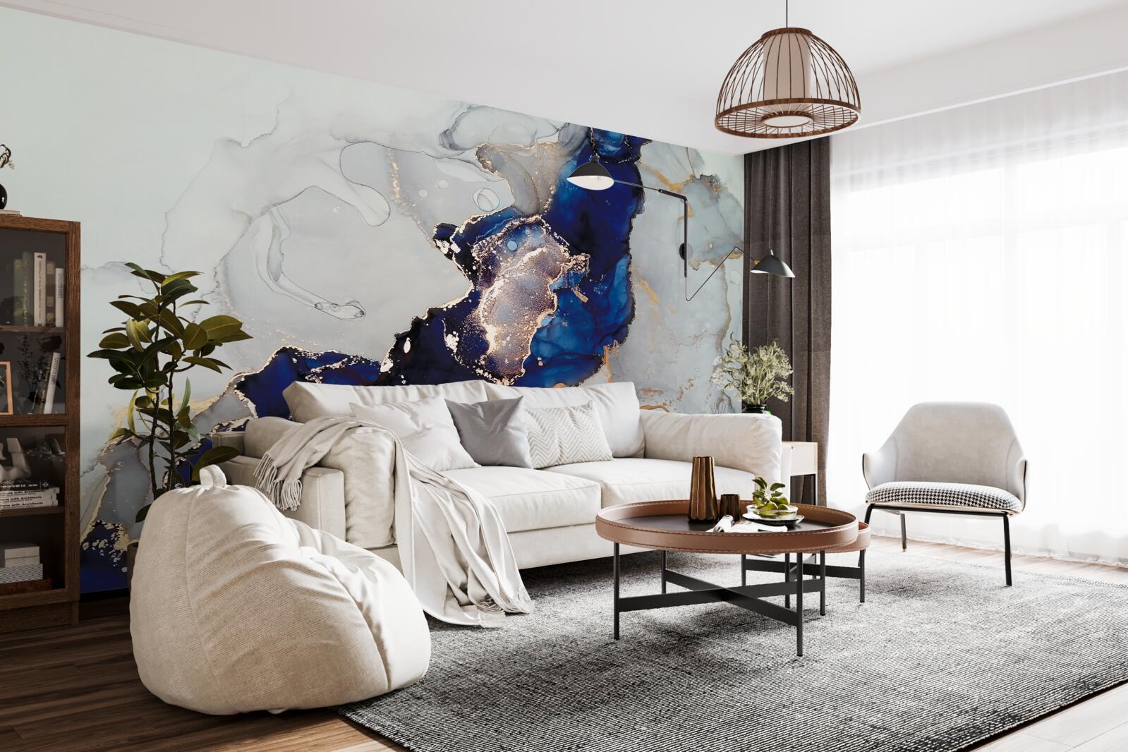 Фотошпалери золота облямівка на тлі синіх плям