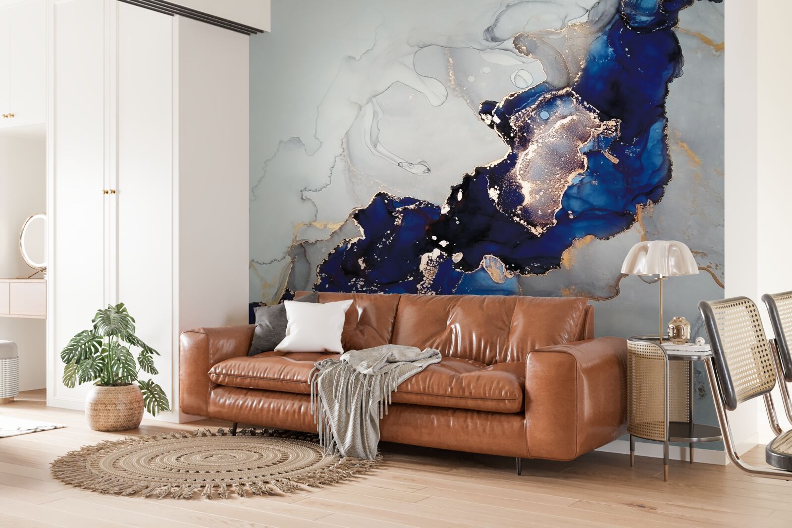 Фотошпалери золота облямівка на тлі синіх плям