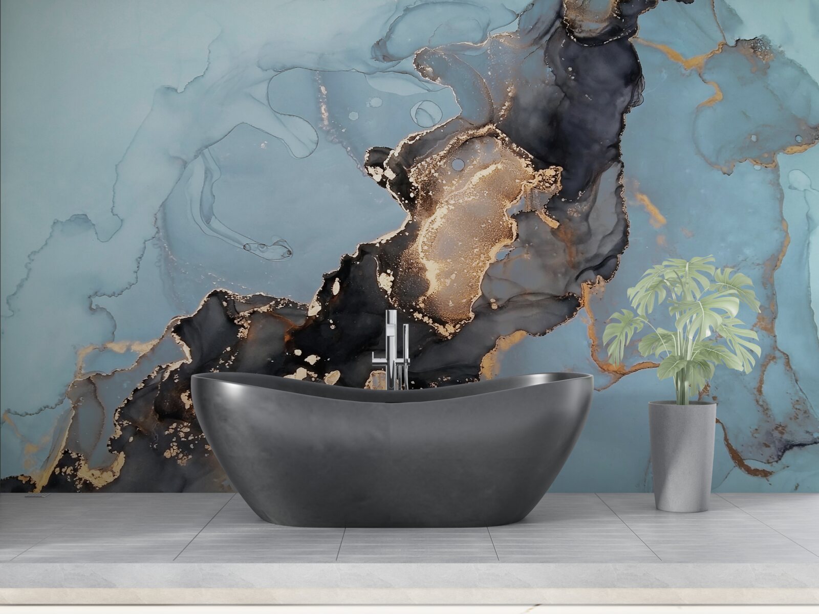 Фотошпалери візерунок на блакитному мармурі