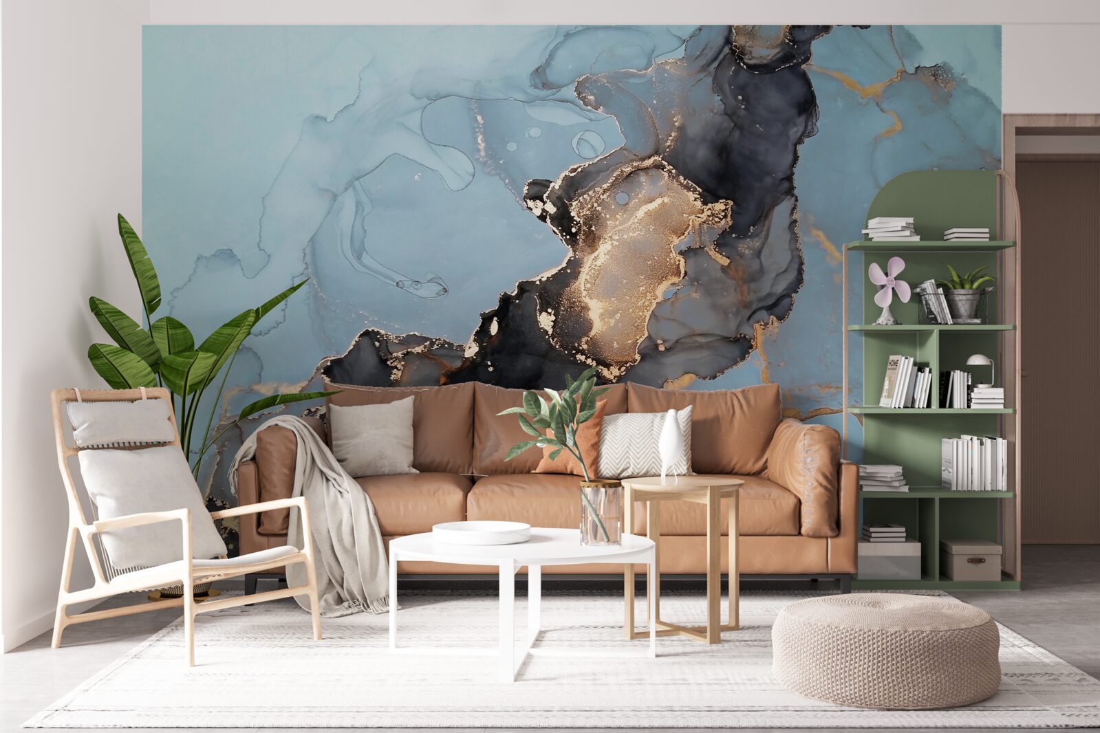 Фотошпалери візерунок на блакитному мармурі