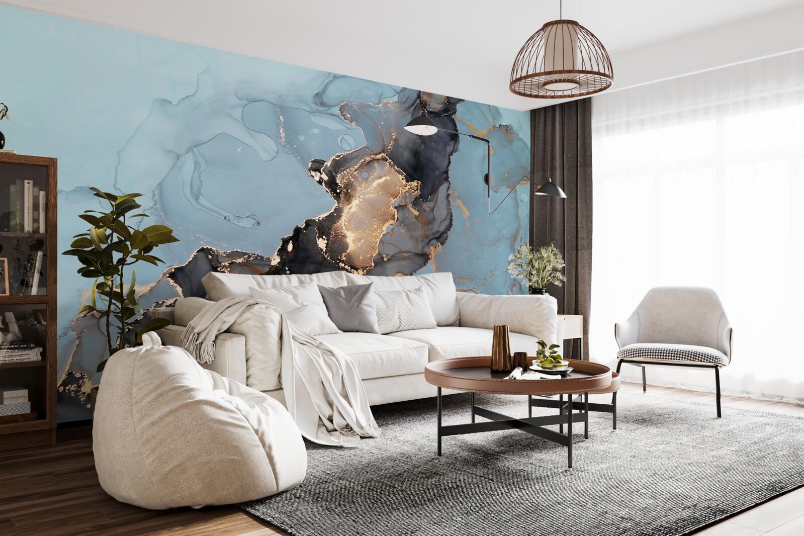 Фотошпалери візерунок на блакитному мармурі