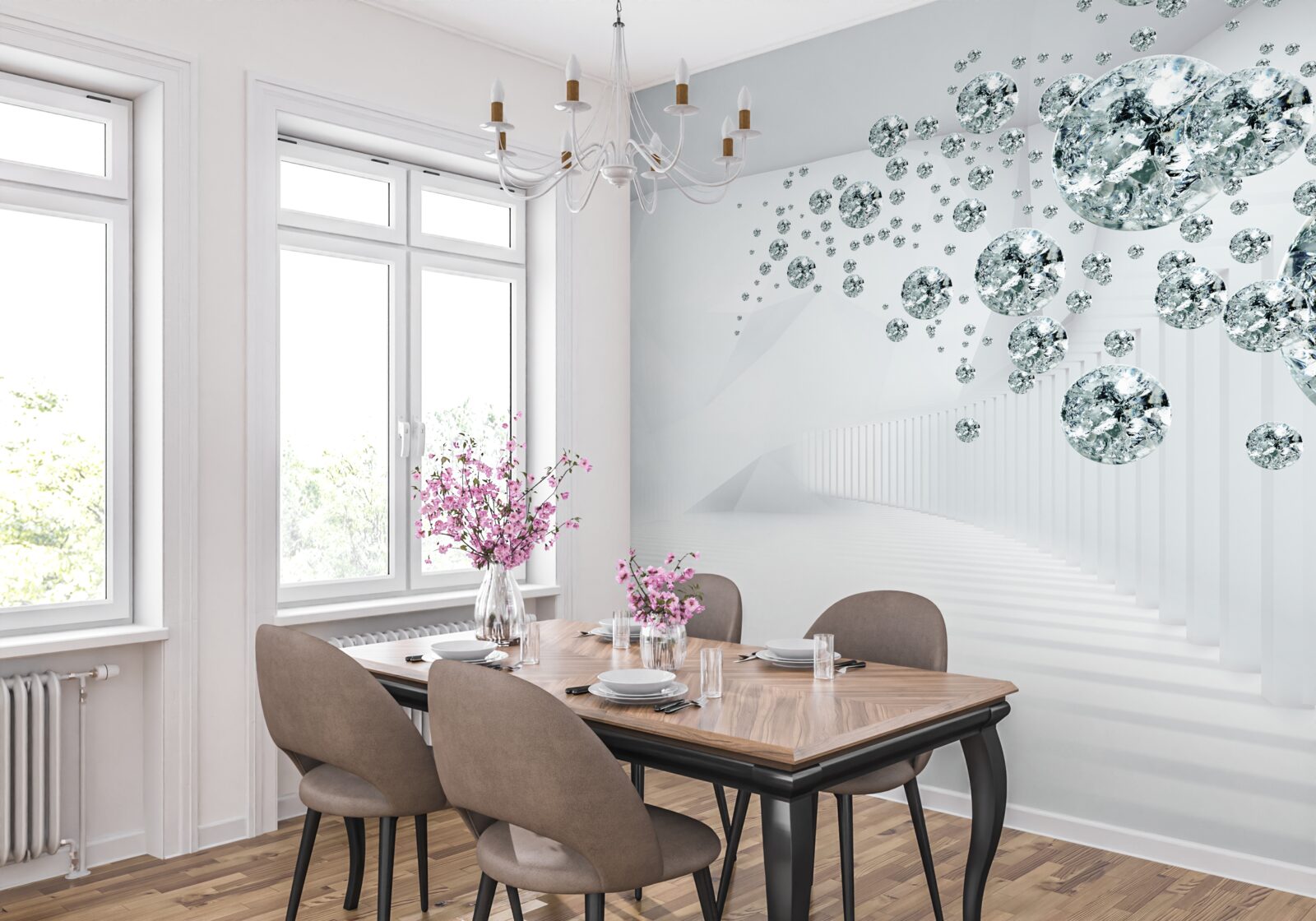 Фотошпалери срібні розсипи каменів