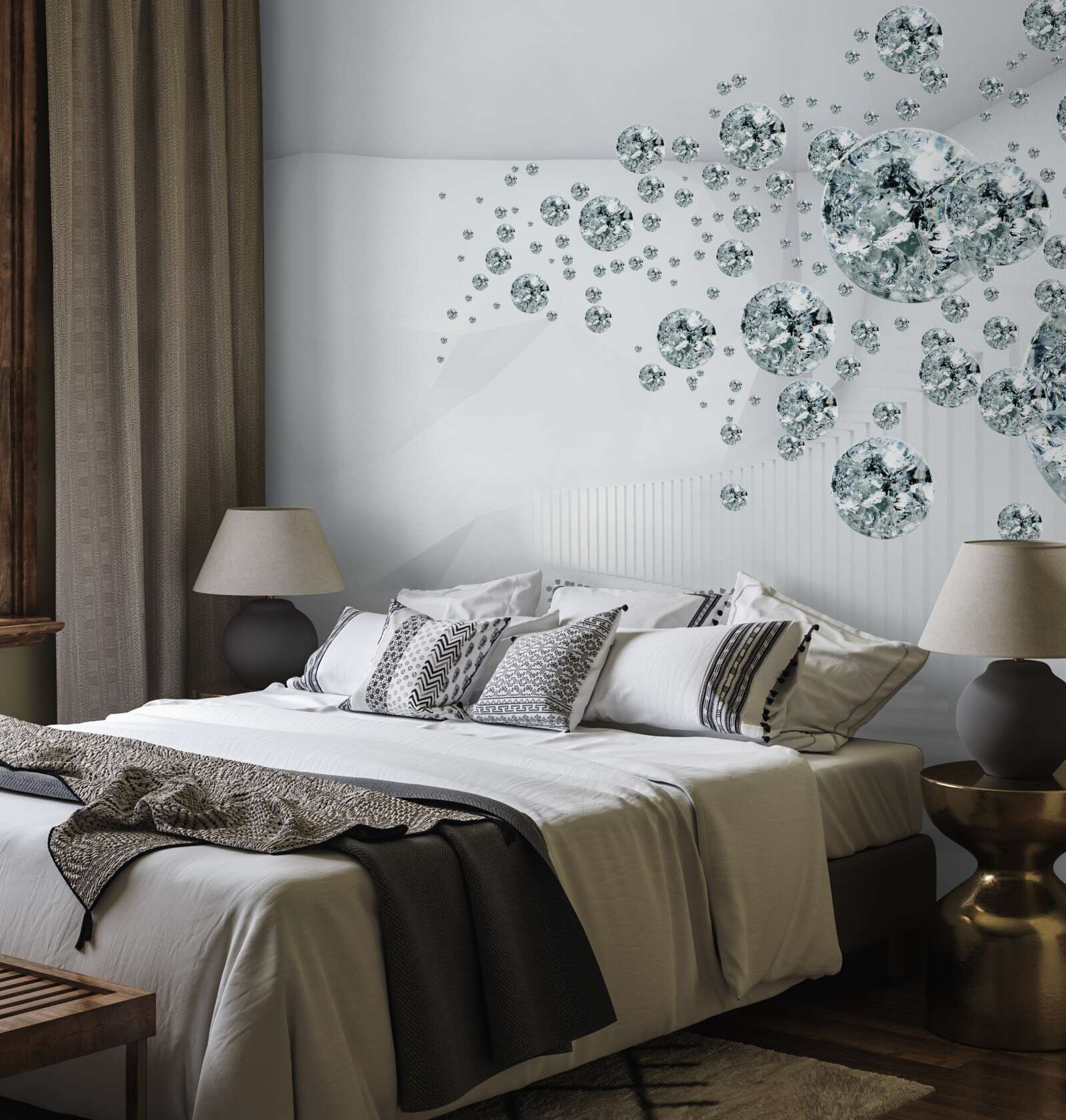 Фотошпалери срібні розсипи каменів