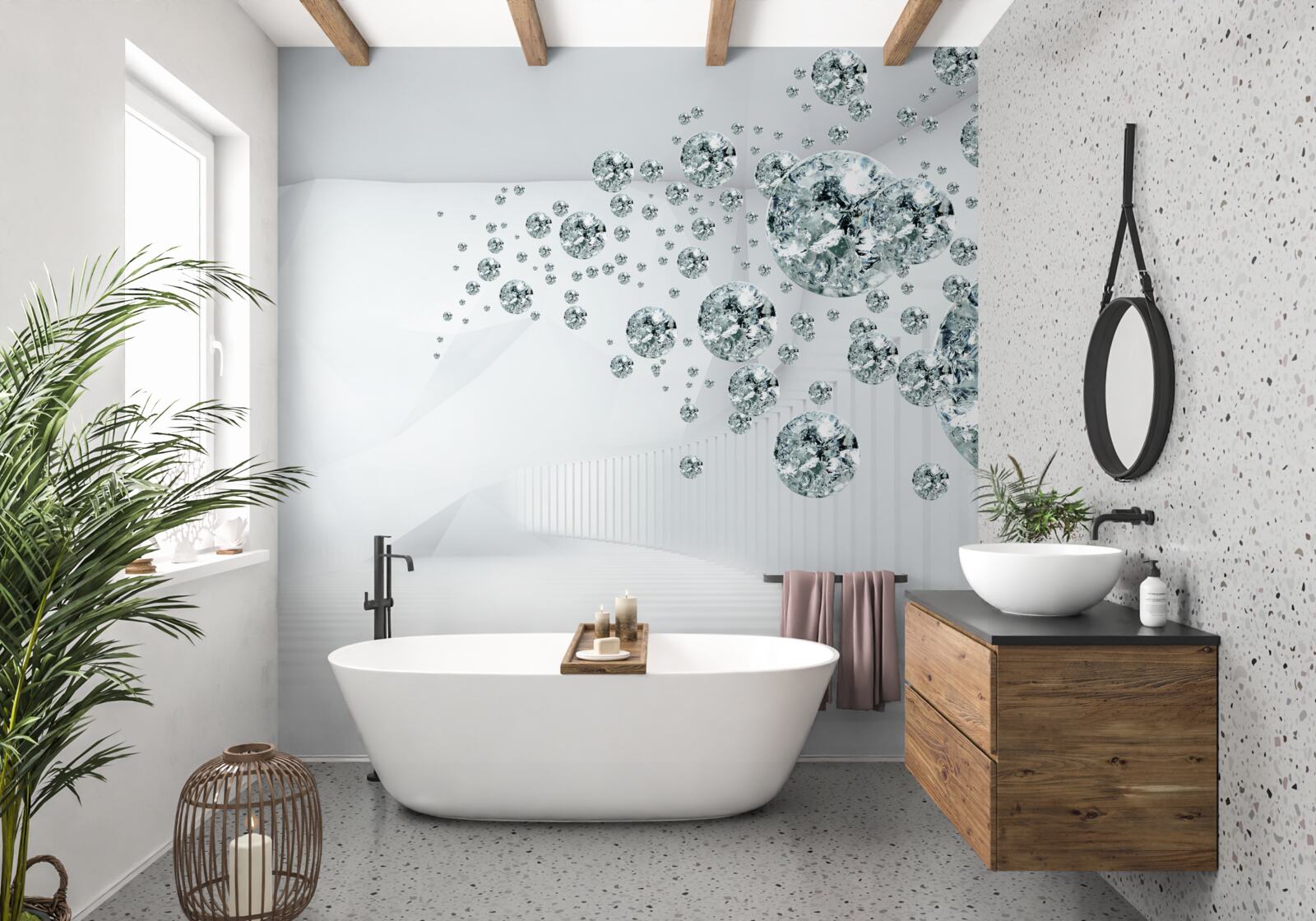 Фотошпалери срібні розсипи каменів