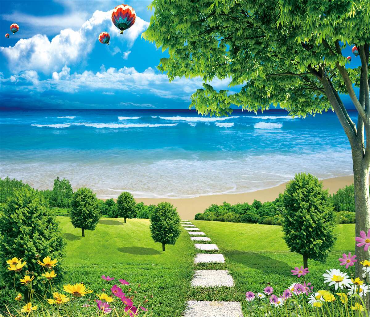 Фотошпалери дорога до ідилічного узбережжя