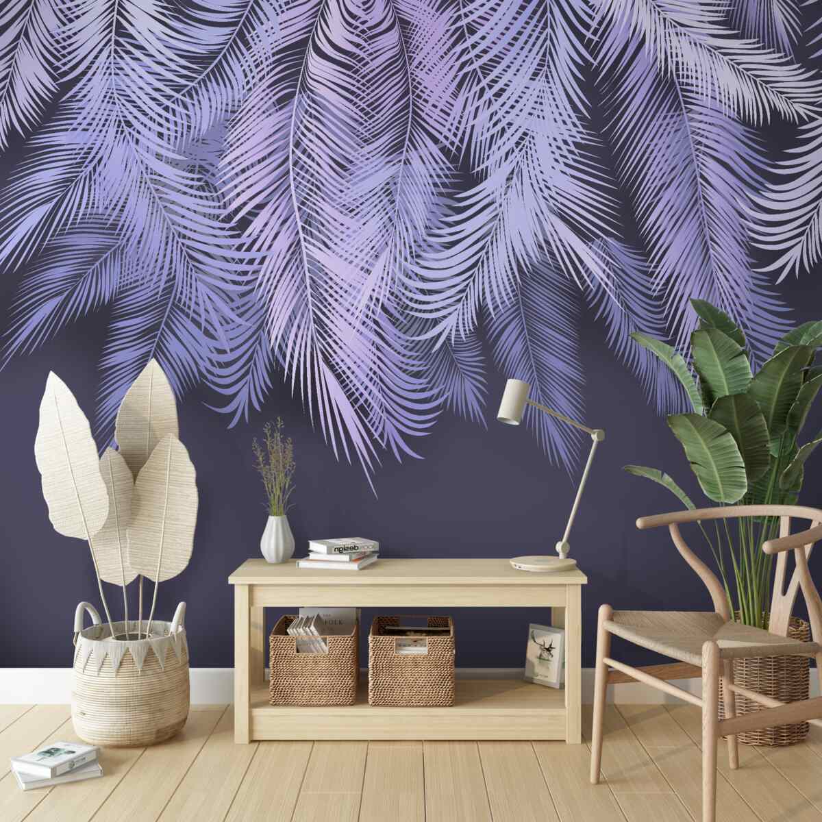 Фотошпалери густий білий колір листя вночі