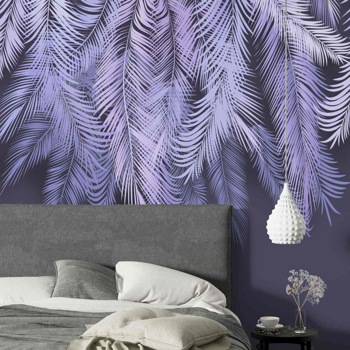 Фотошпалери густий білий колір листя вночі