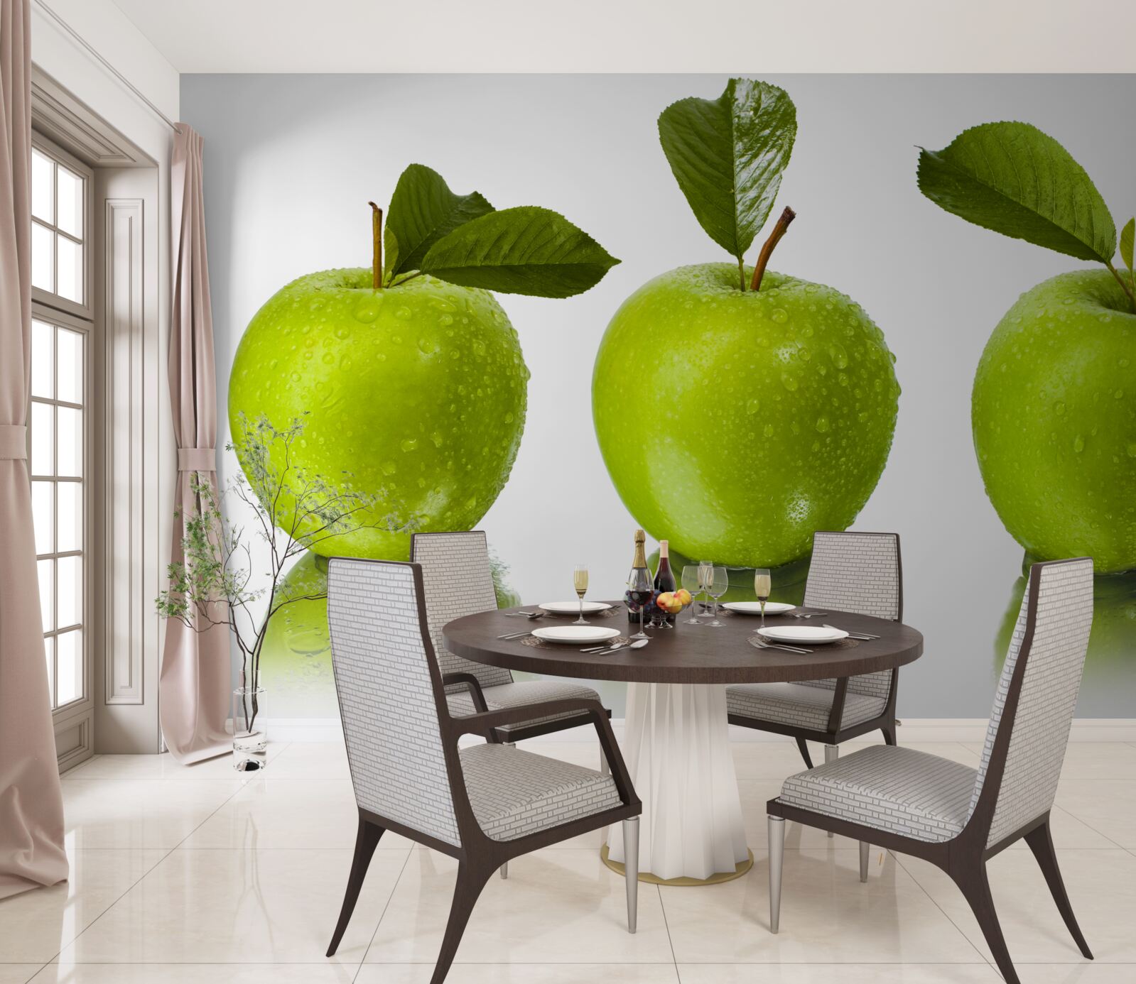 Фотошпалери відображення зелених яблук