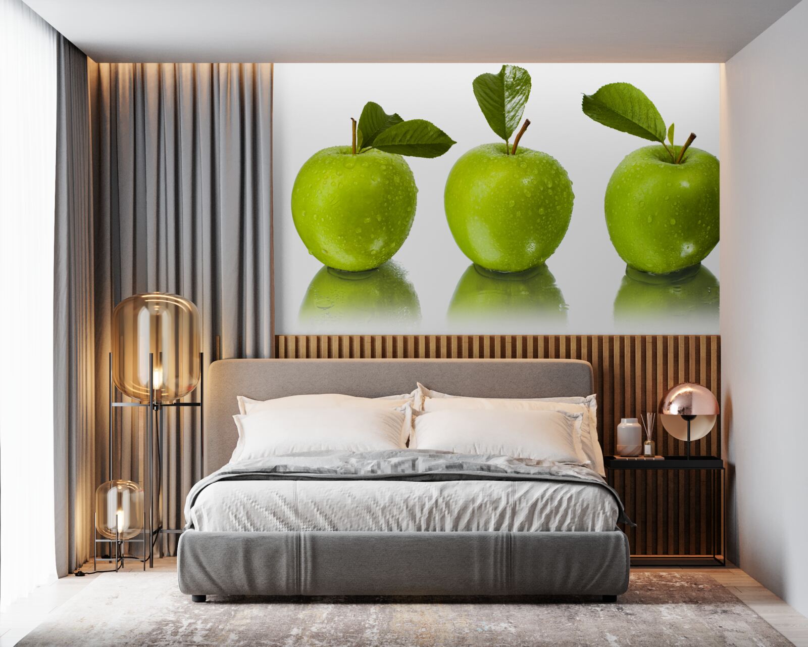 Фотошпалери відображення зелених яблук