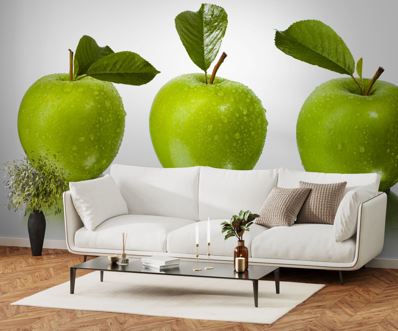 Фотошпалери відображення зелених яблук