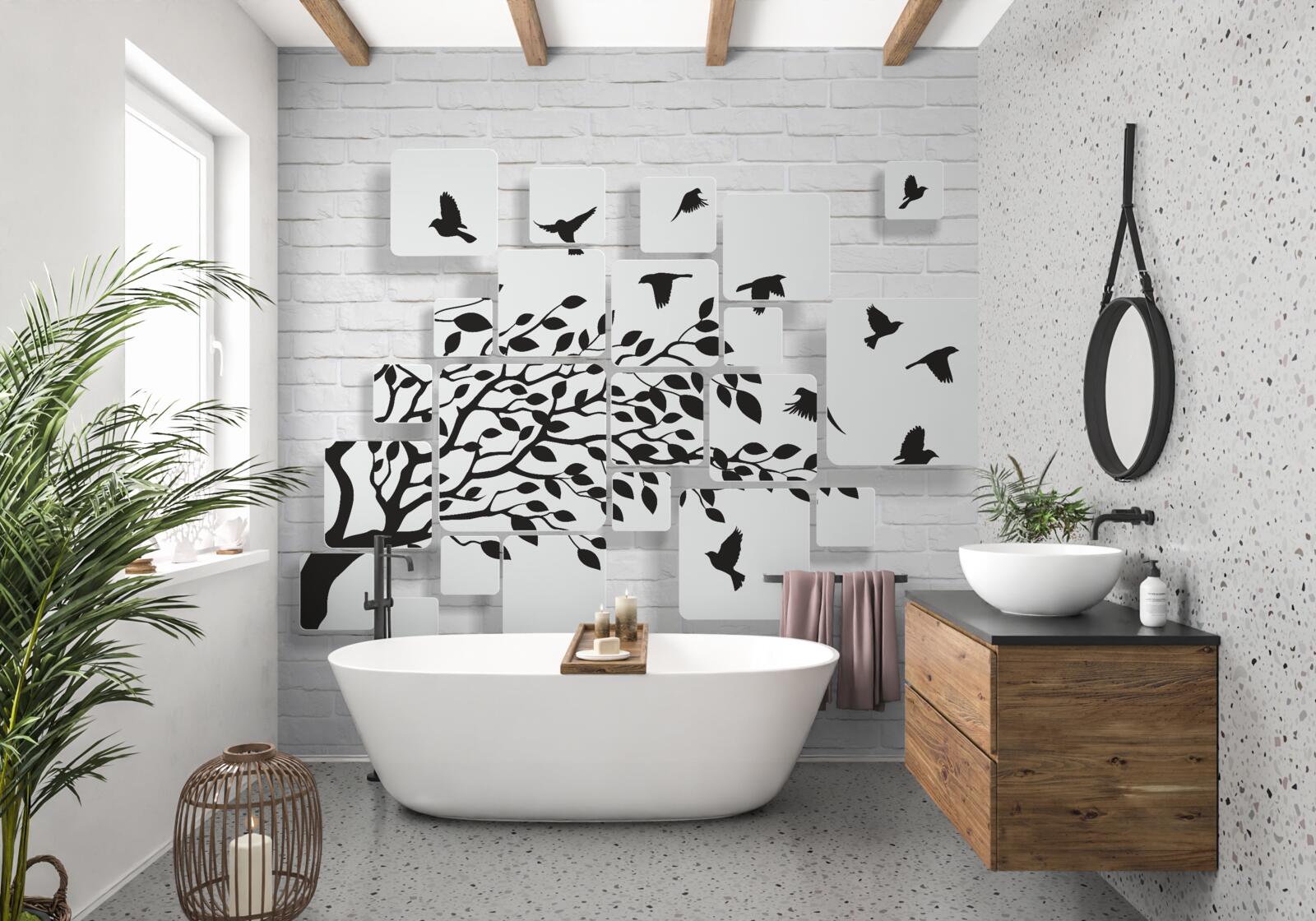 Фотошпалери з вітром птахи покидають дерево