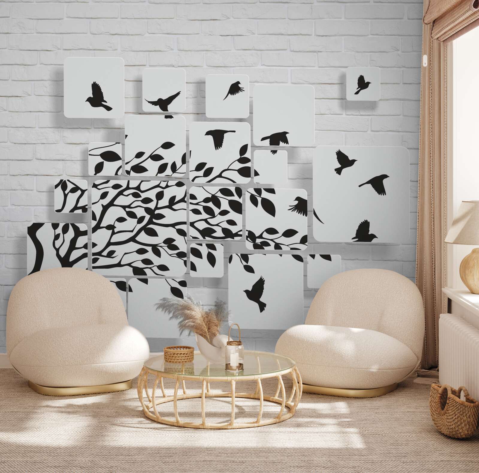 Фотошпалери з вітром птахи покидають дерево