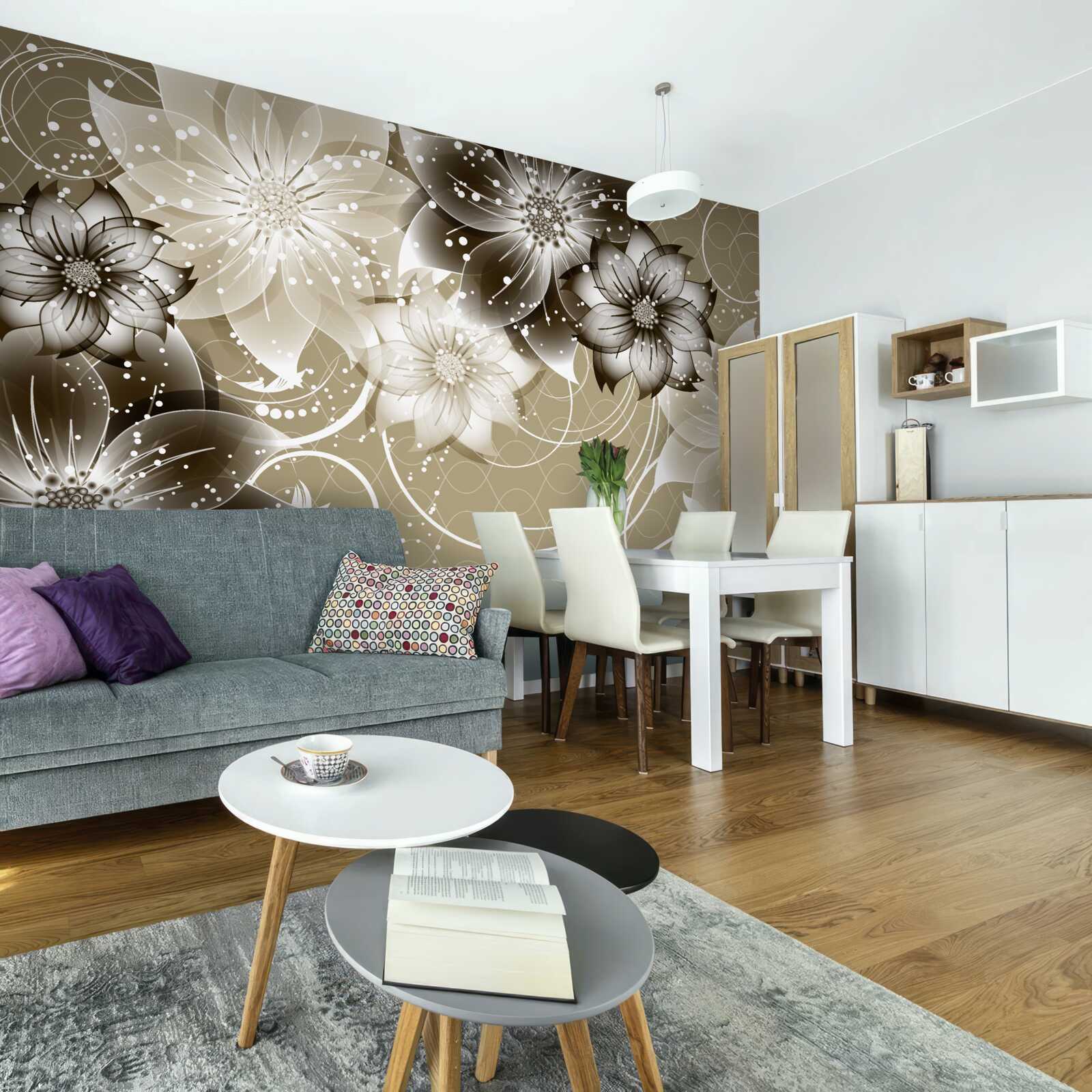 Фотошпалери квіти лілій, що розпускаються на воді вночі