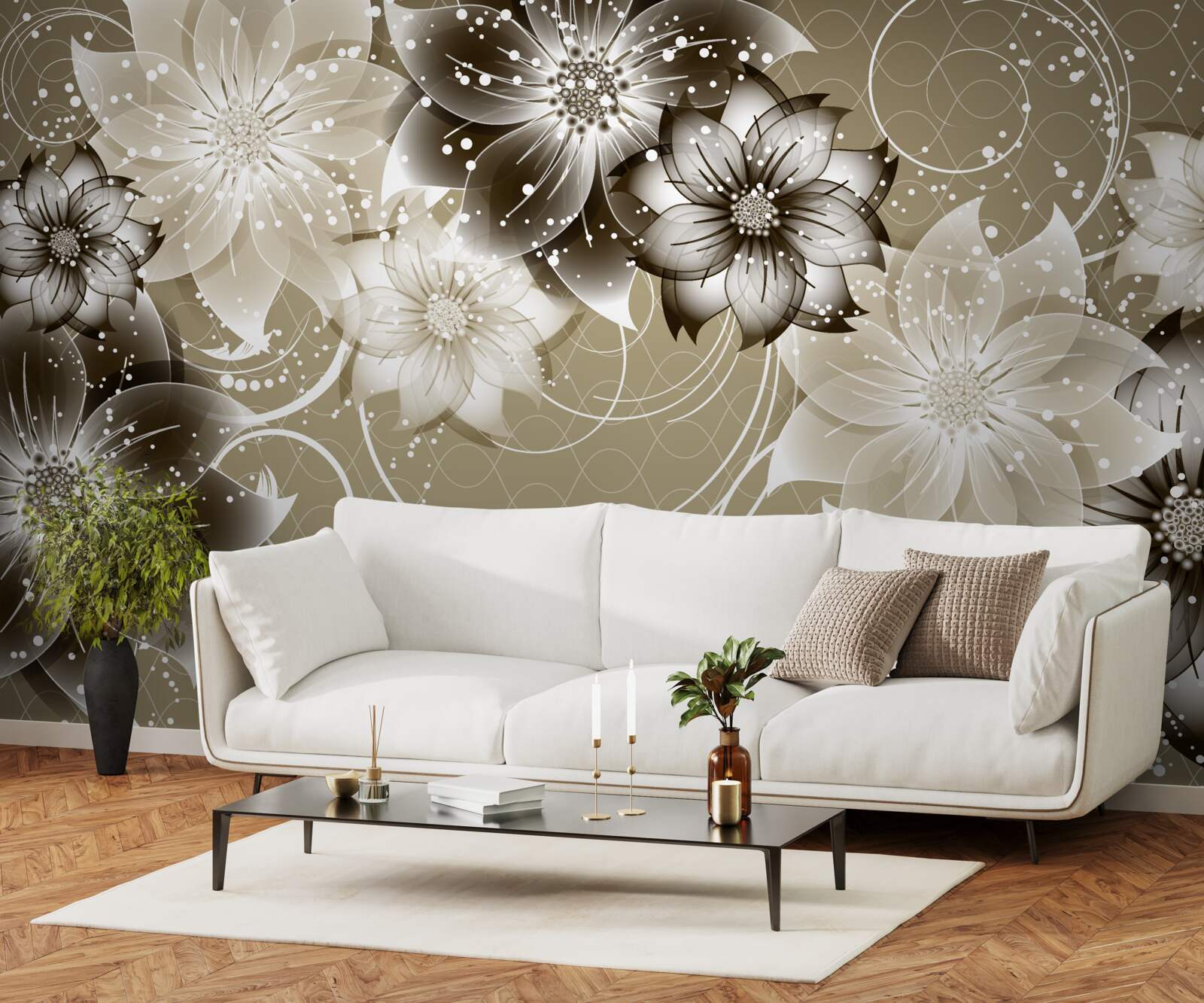 Фотошпалери квіти лілій, що розпускаються на воді вночі