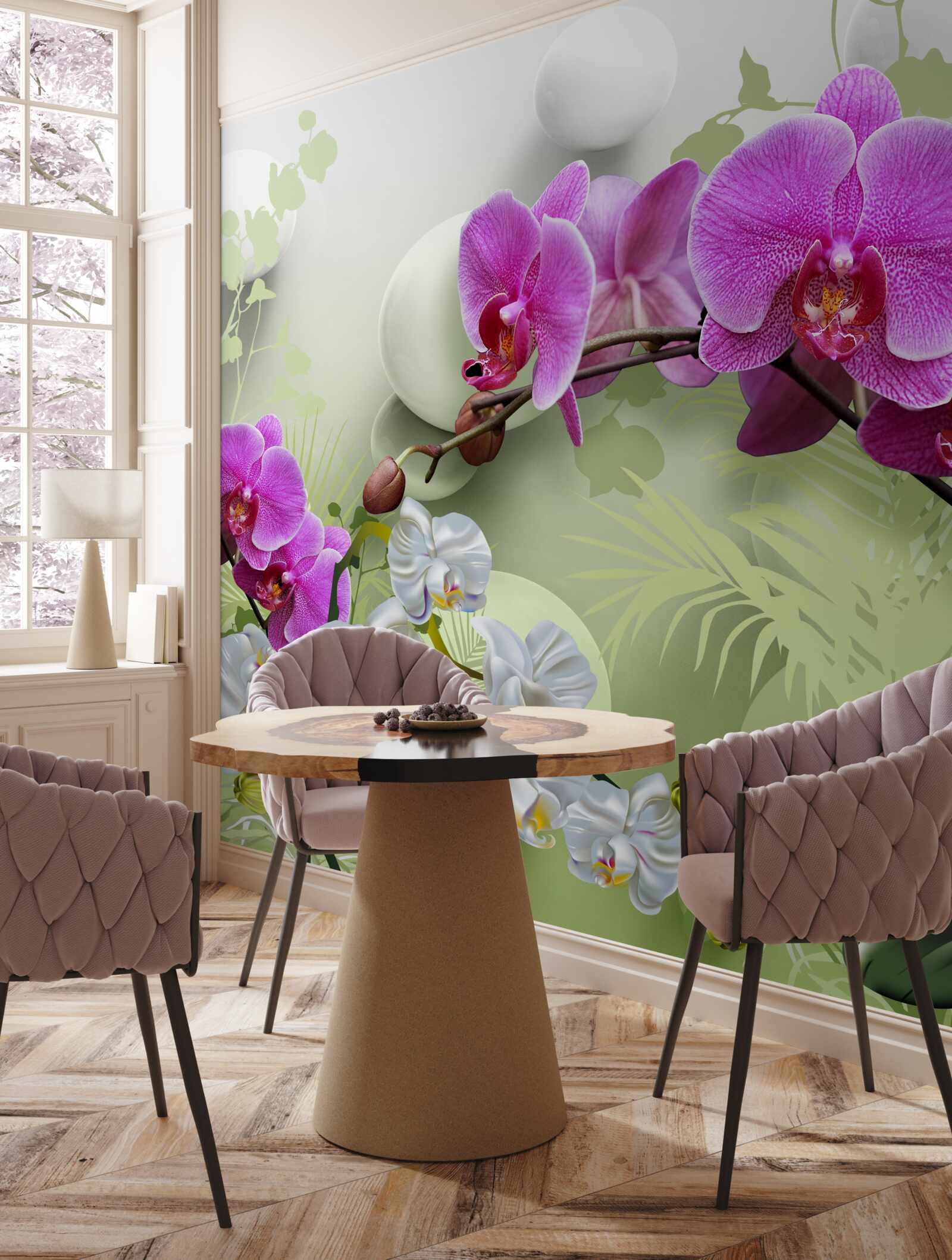 Фотошпалери фіолетова орхідея на гілках