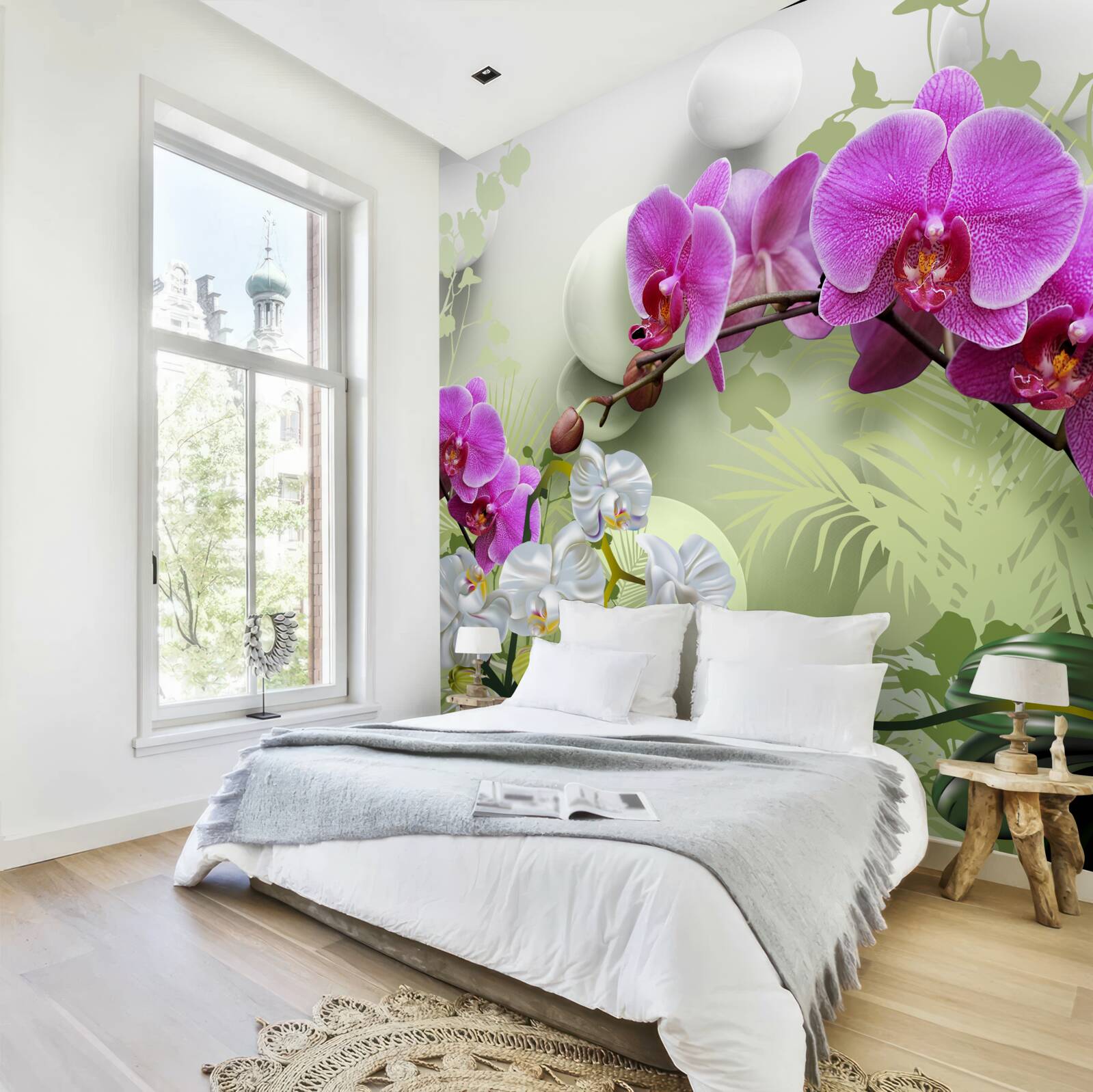 Фотошпалери фіолетова орхідея на гілках