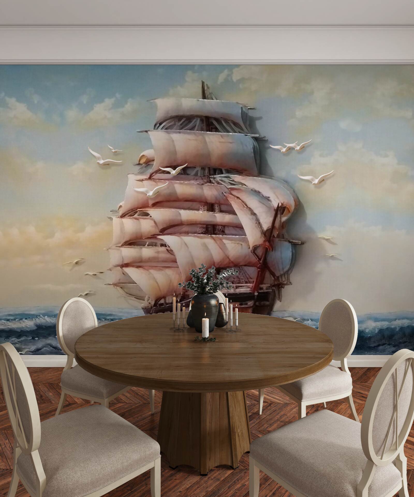 Фотошпалери корабель з вітрилами під час шторму