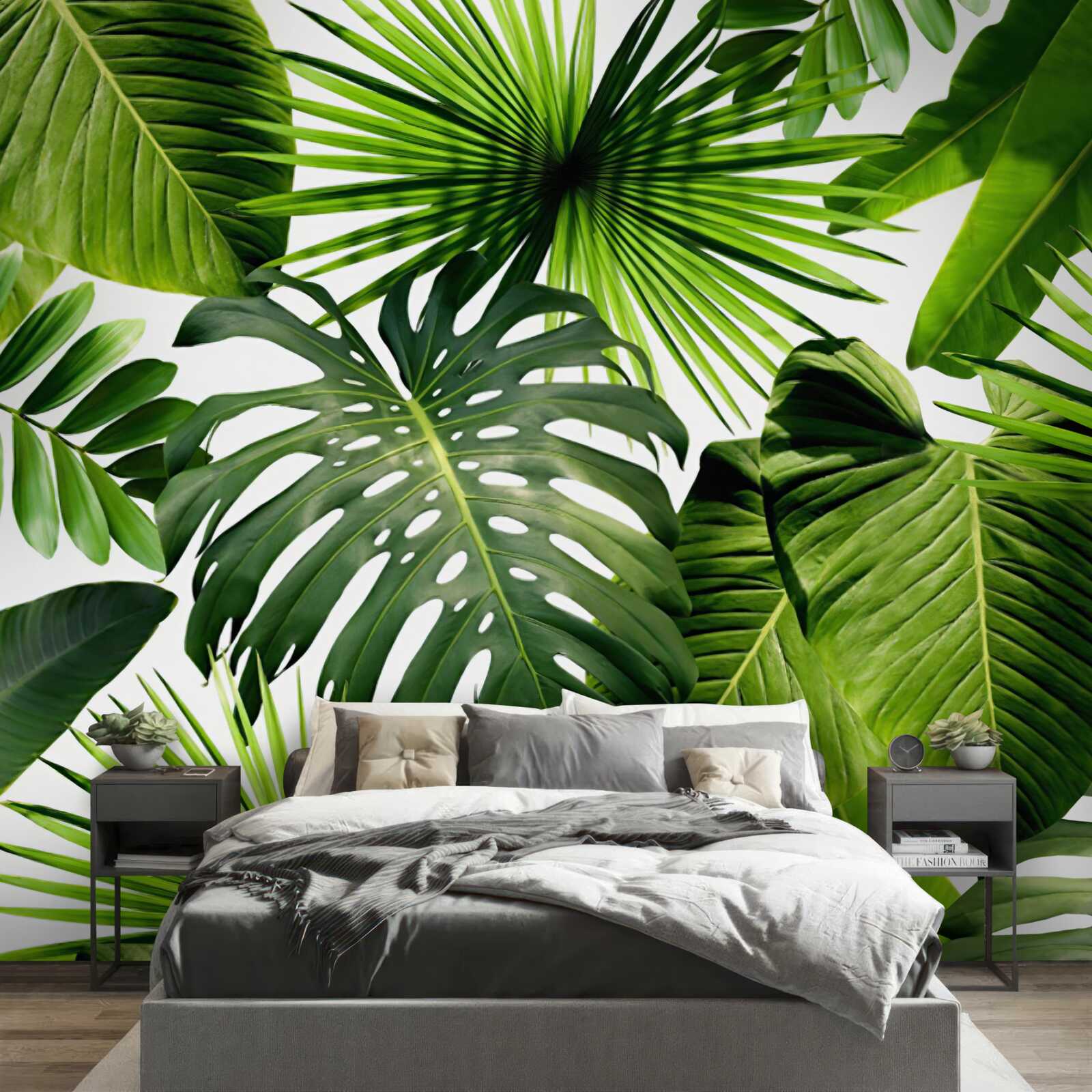 Фотошпалери велике зелене листя тропічних рослин